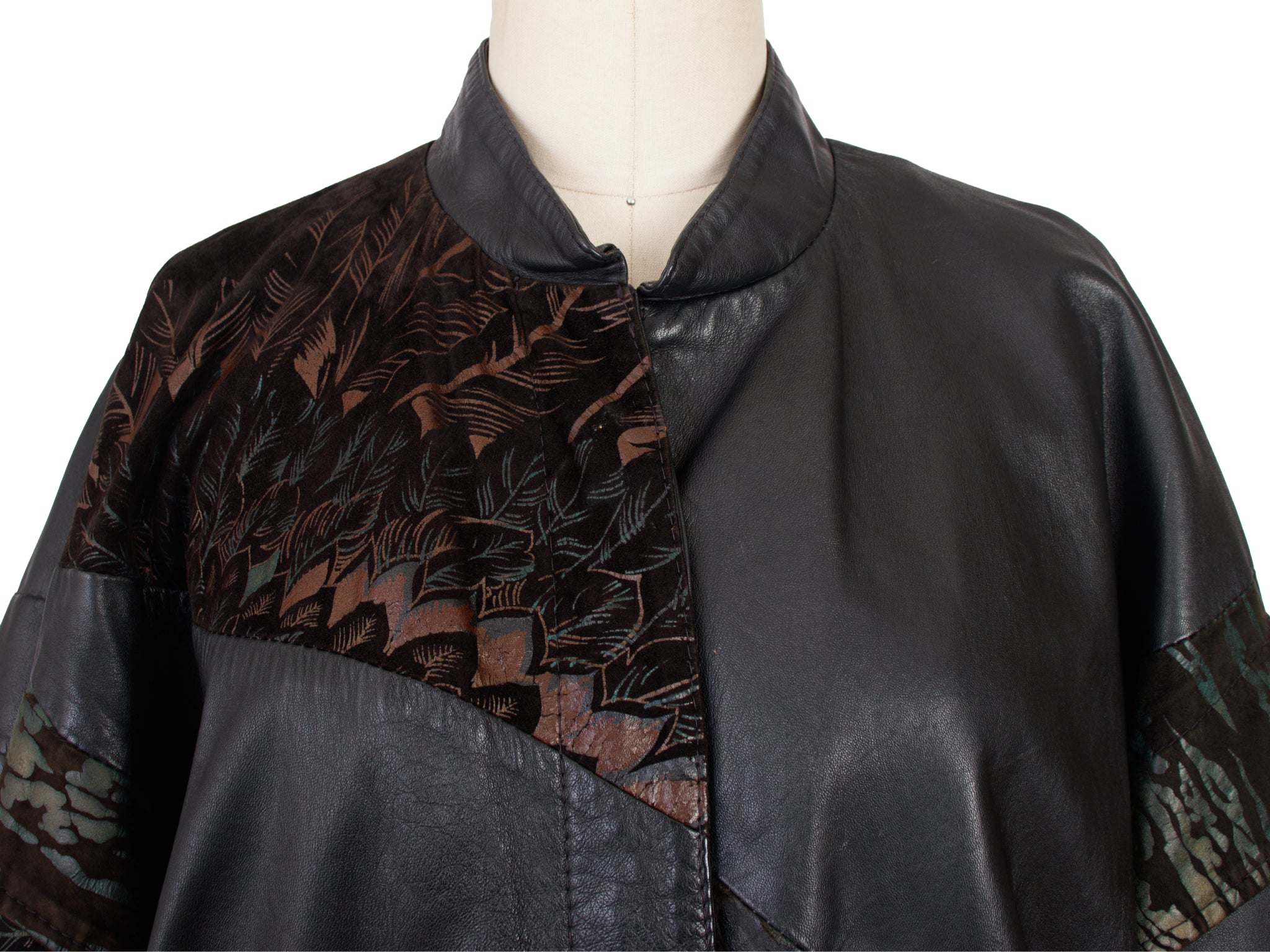 1980's Neiman Marcus Leather Patchwork Painted Souvenir Jacket