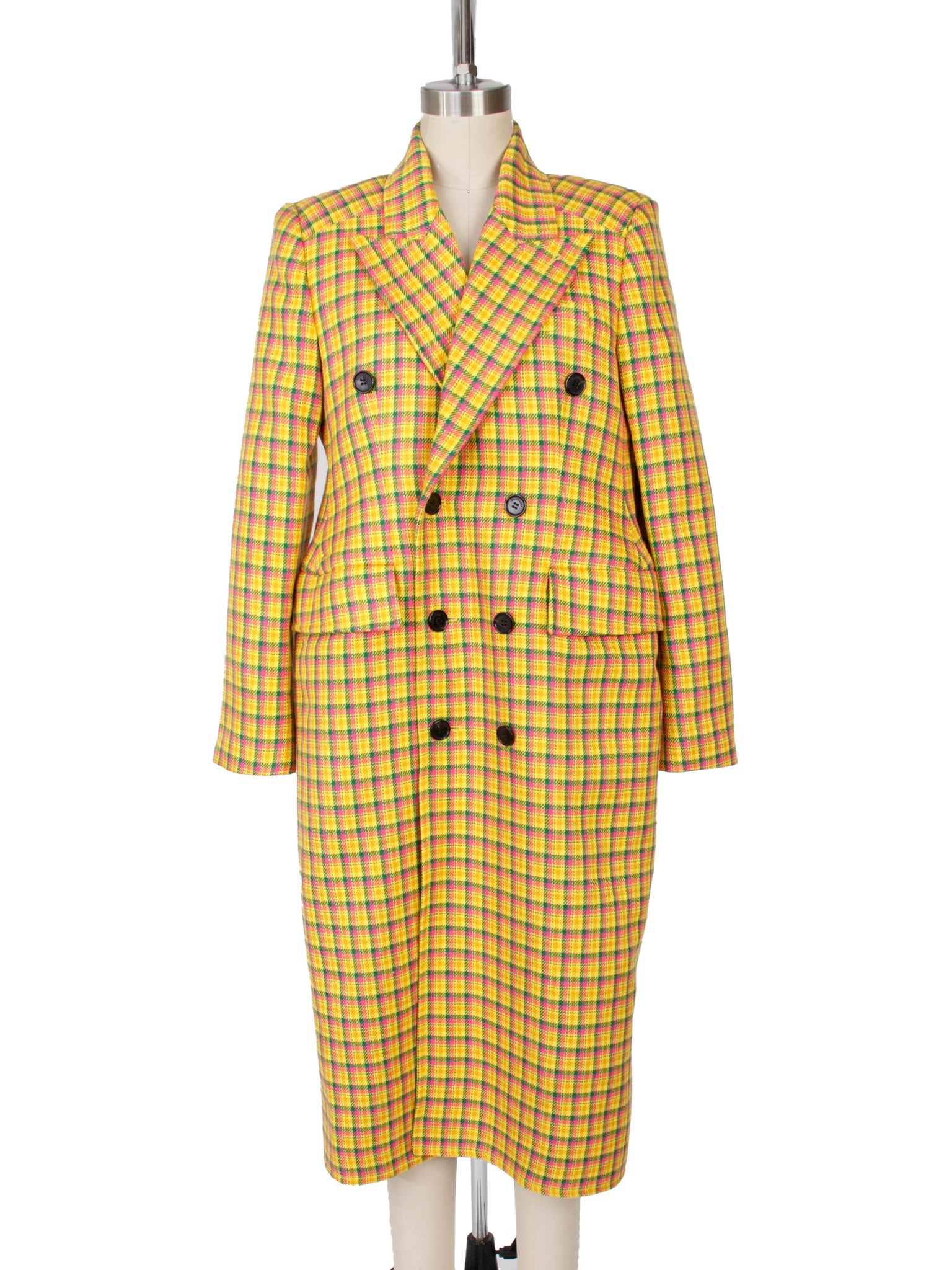 2018 Balenciaga Virgin Wool Plaid Coat