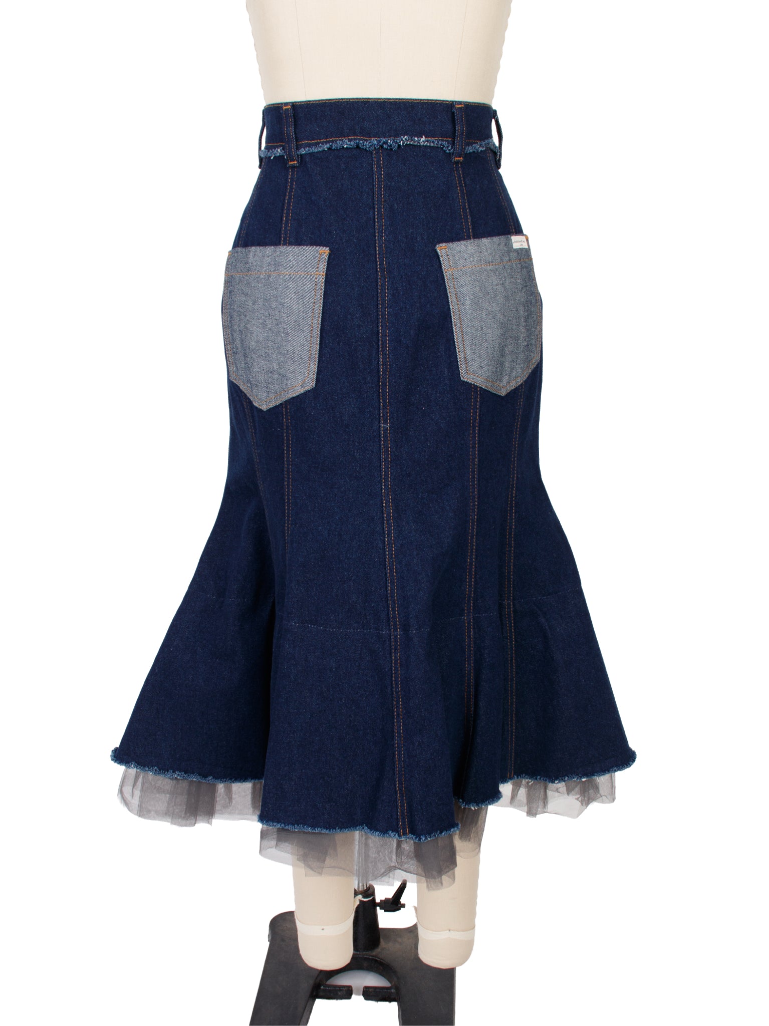 Natasha Zinko Denim Patchwork & Tulle Skirt