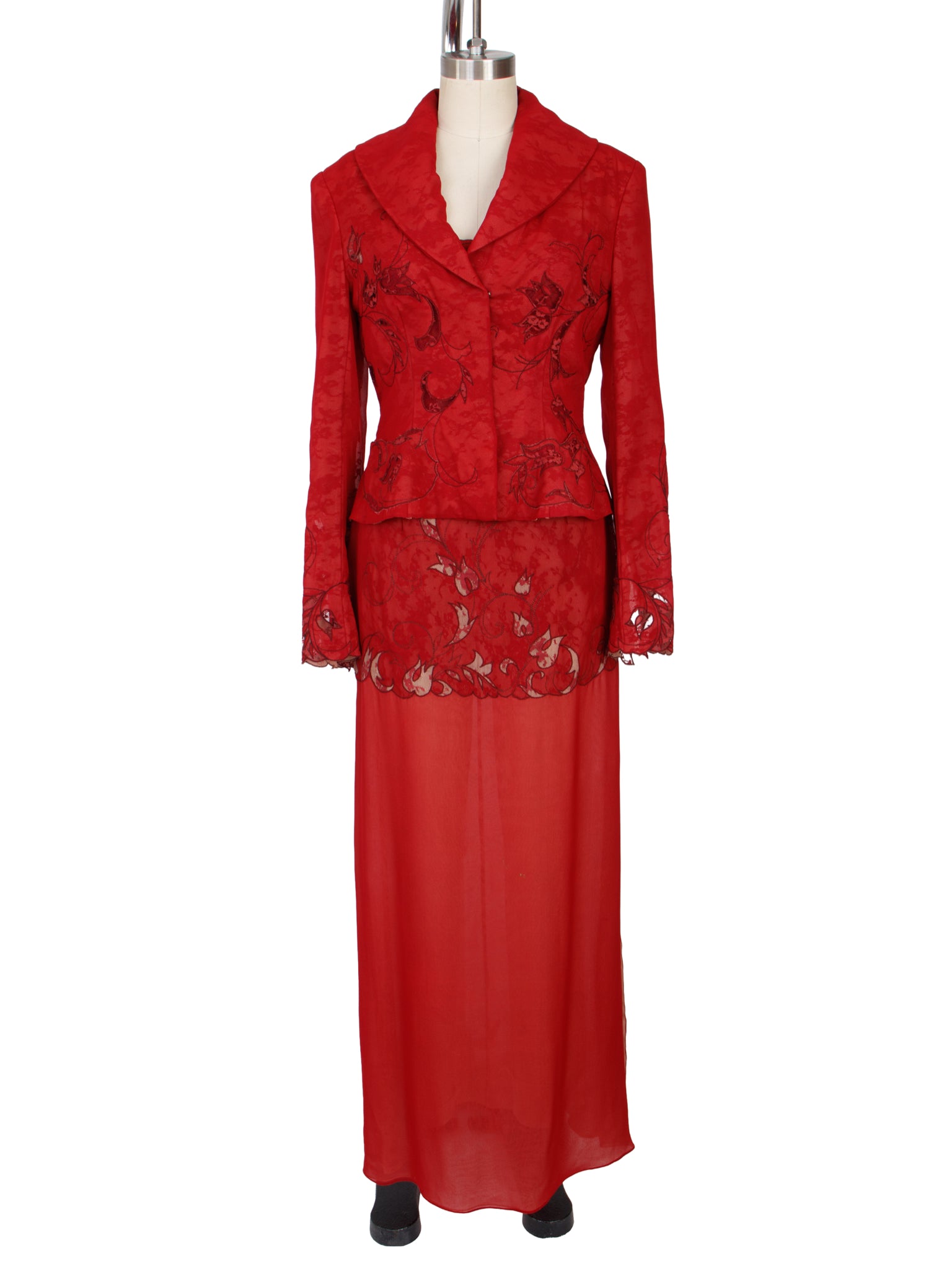 Richard Tyler Couture Silk Lace Dress Set