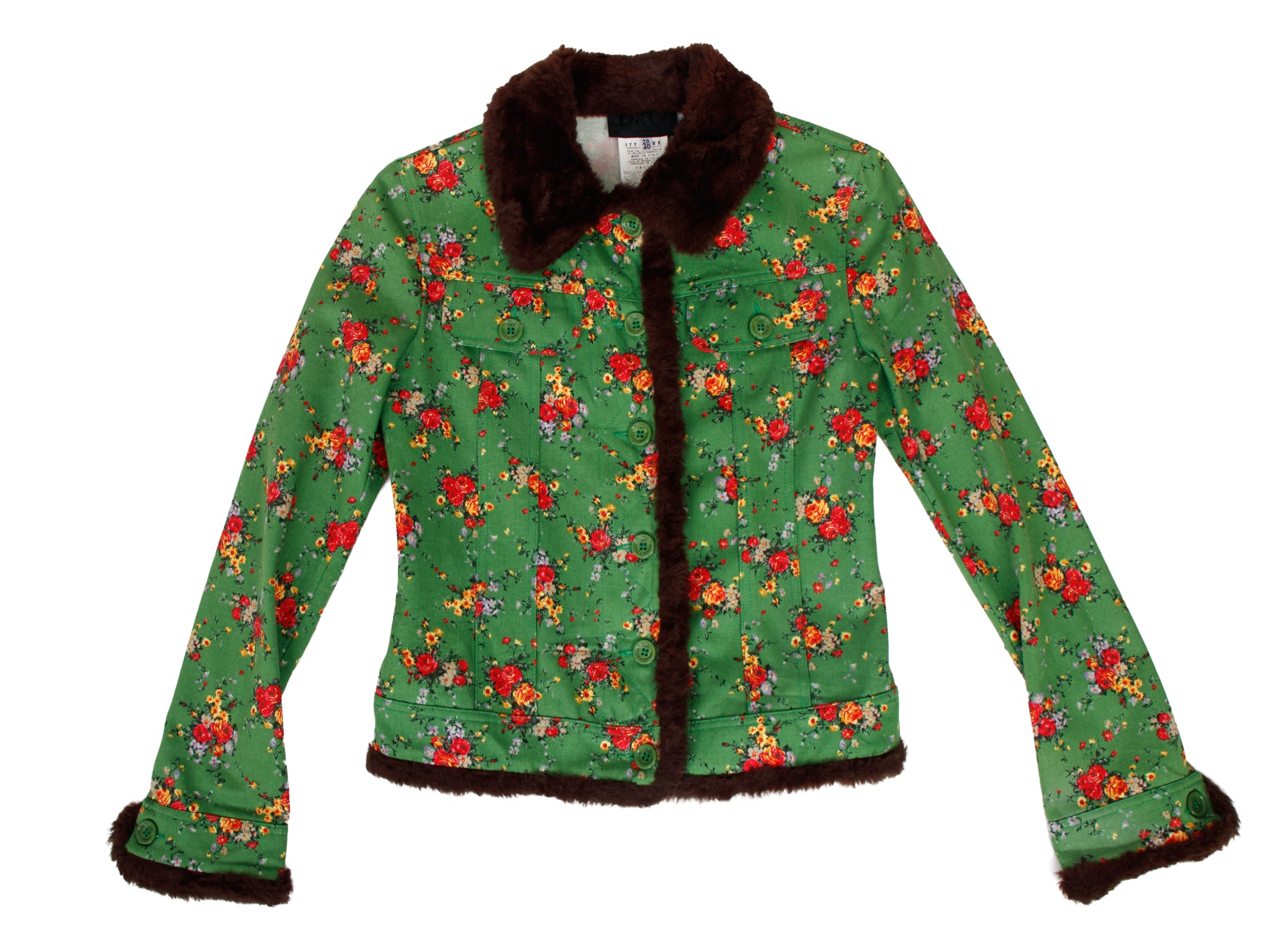 D&G by Dolce & Gabbana Faux Fur Trim Floral Jacket