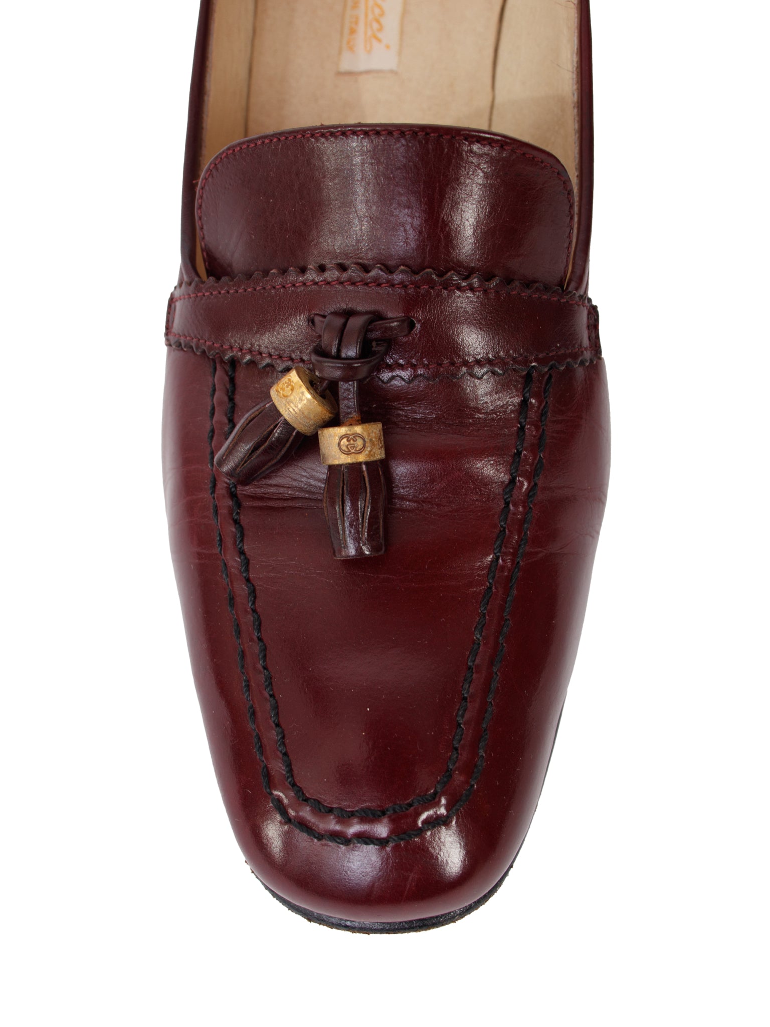 1970s Gucci GG Tassel Mid-Heel Loafers