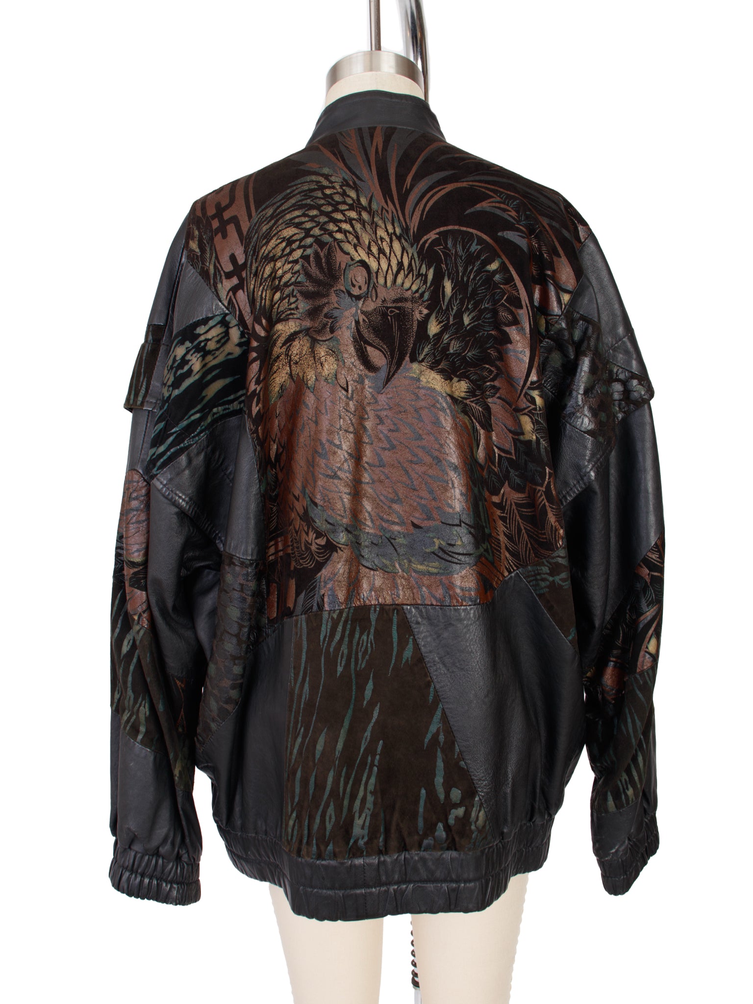 1980's Neiman Marcus Leather Patchwork Painted Souvenir Jacket