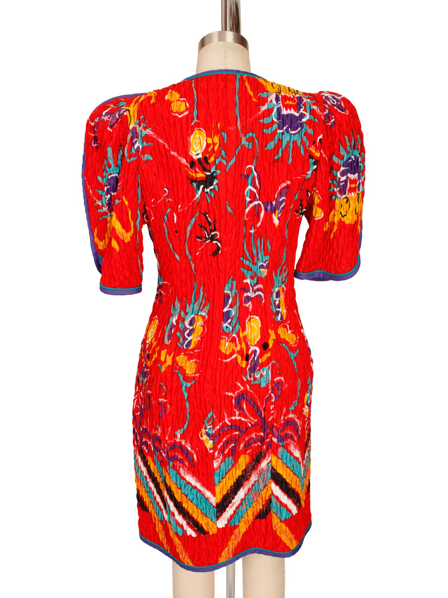Jeanne Marc Quilted Floral Zip Dress