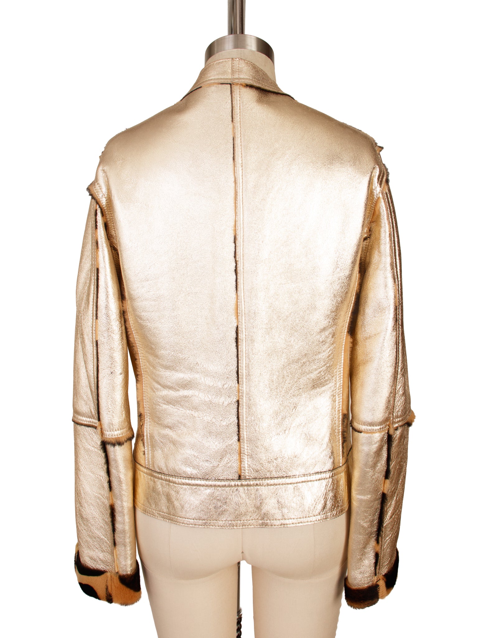 Versus Versace Metallic Leather & Ponyhair Lined Jacket