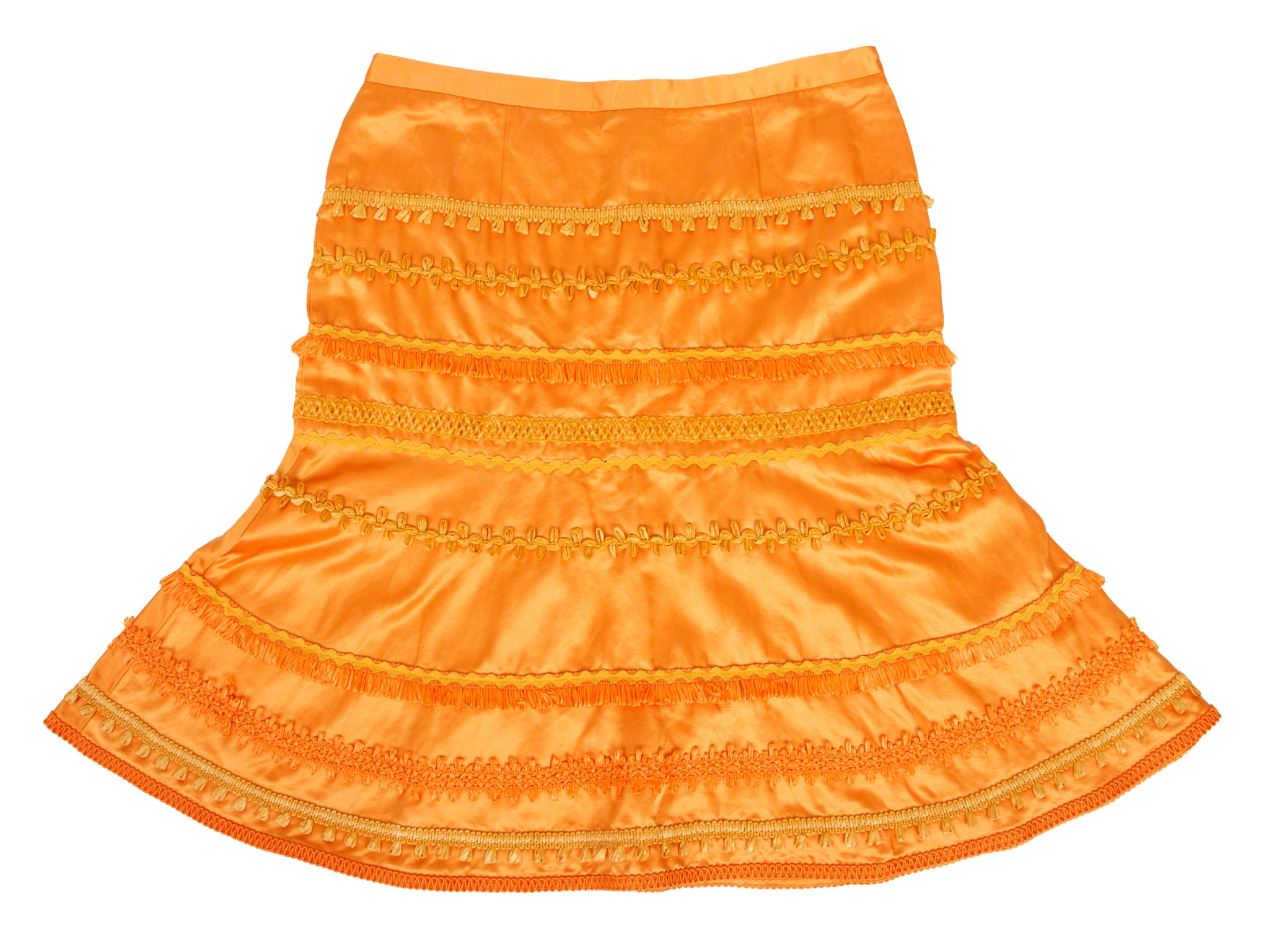 Moschino Cheap & Chic Satin & Raffia Trim Skirt
