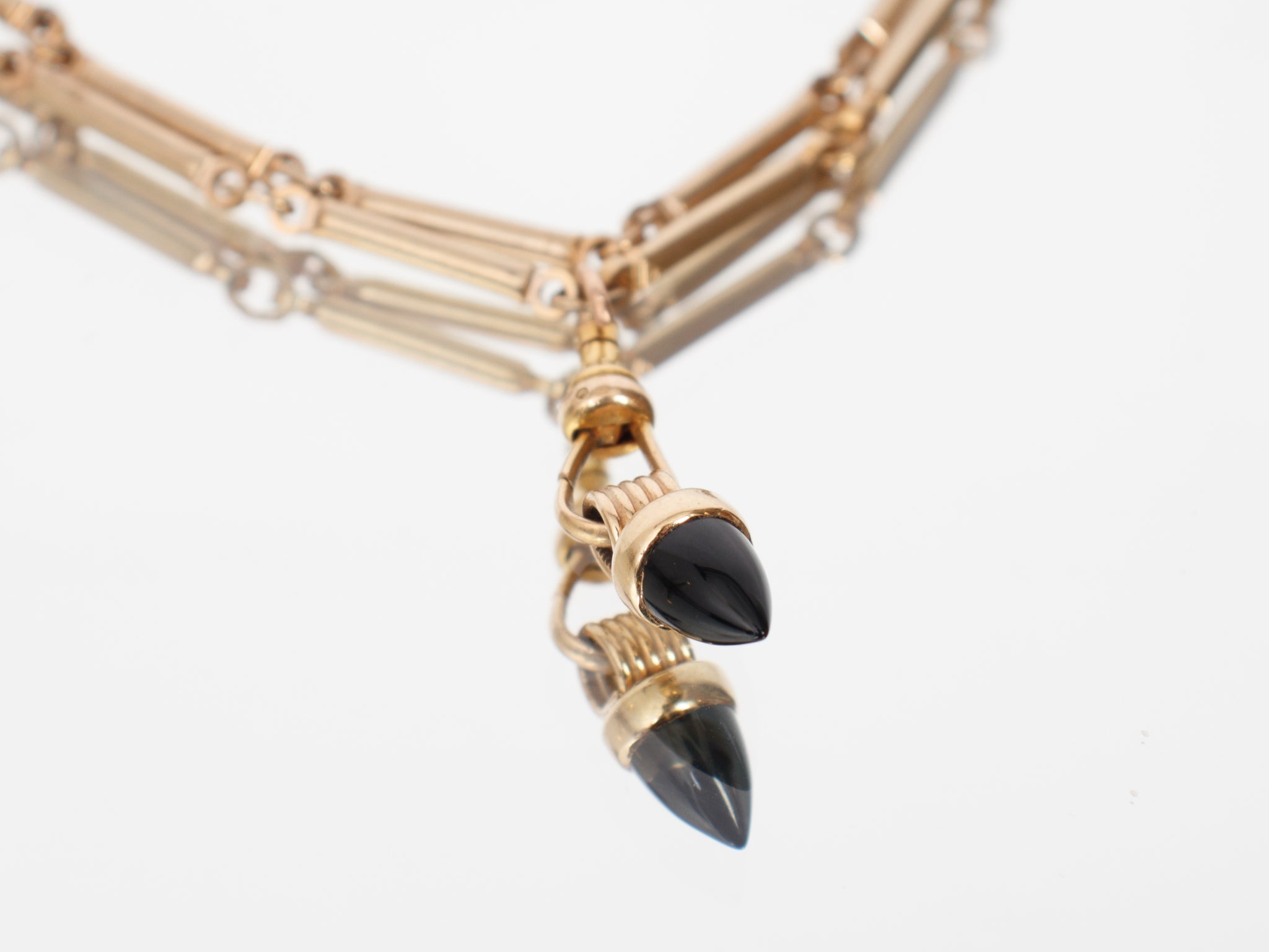 Art Deco Style Chain With 14k Onyx Pendant Necklace
