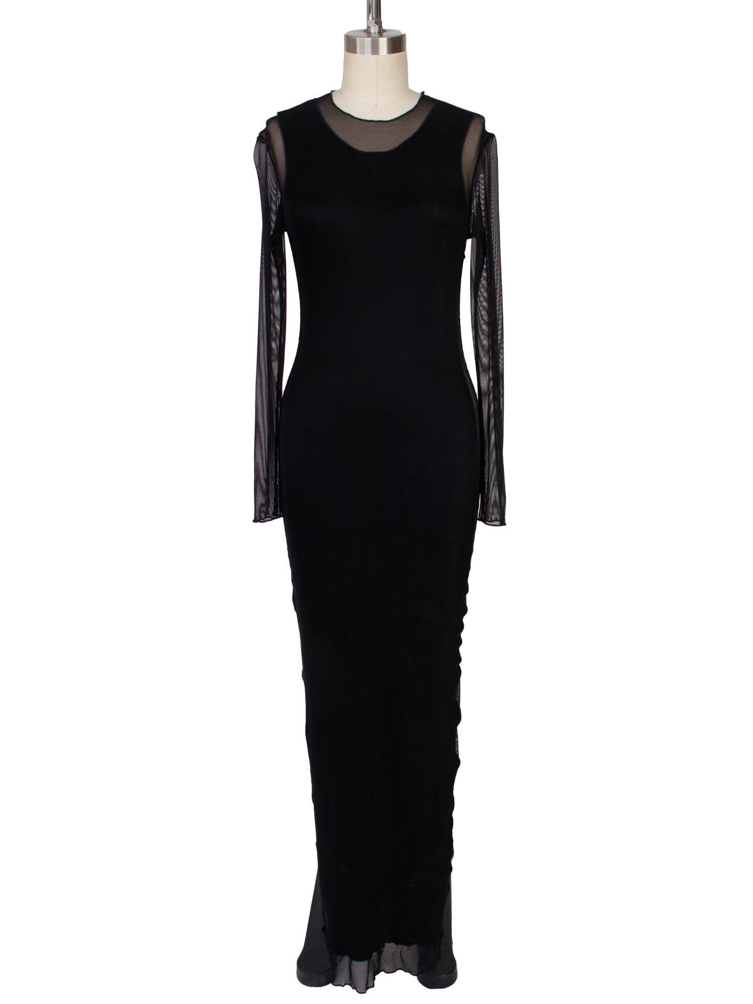 Elisabetta Rogiani Ribbed & Mesh Panelled Maxi Dress