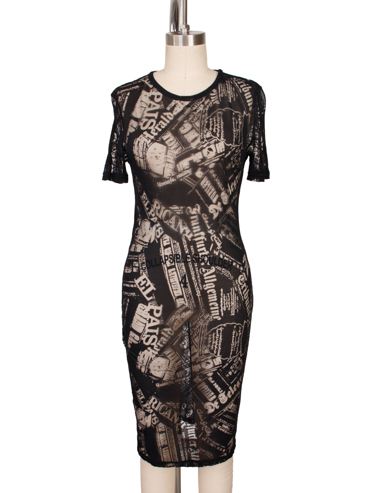 1990s Novelty Burnout Mesh Dress