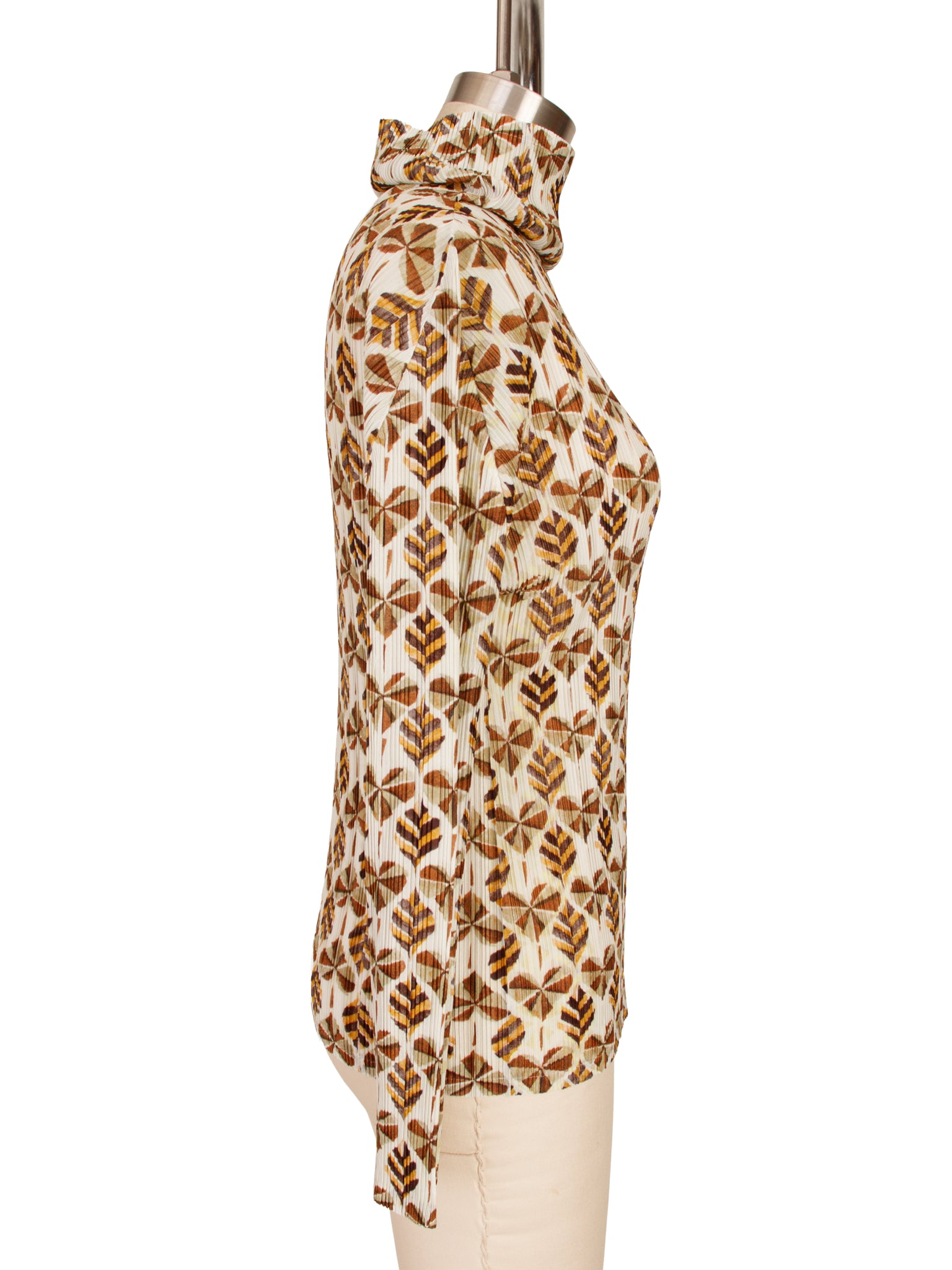 2002 Pleats Please Leaf Print Turtleneck Top