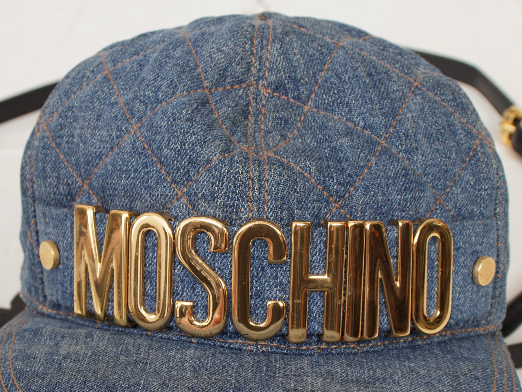 Moschino Quilted Denim Hat Crossbody Bag