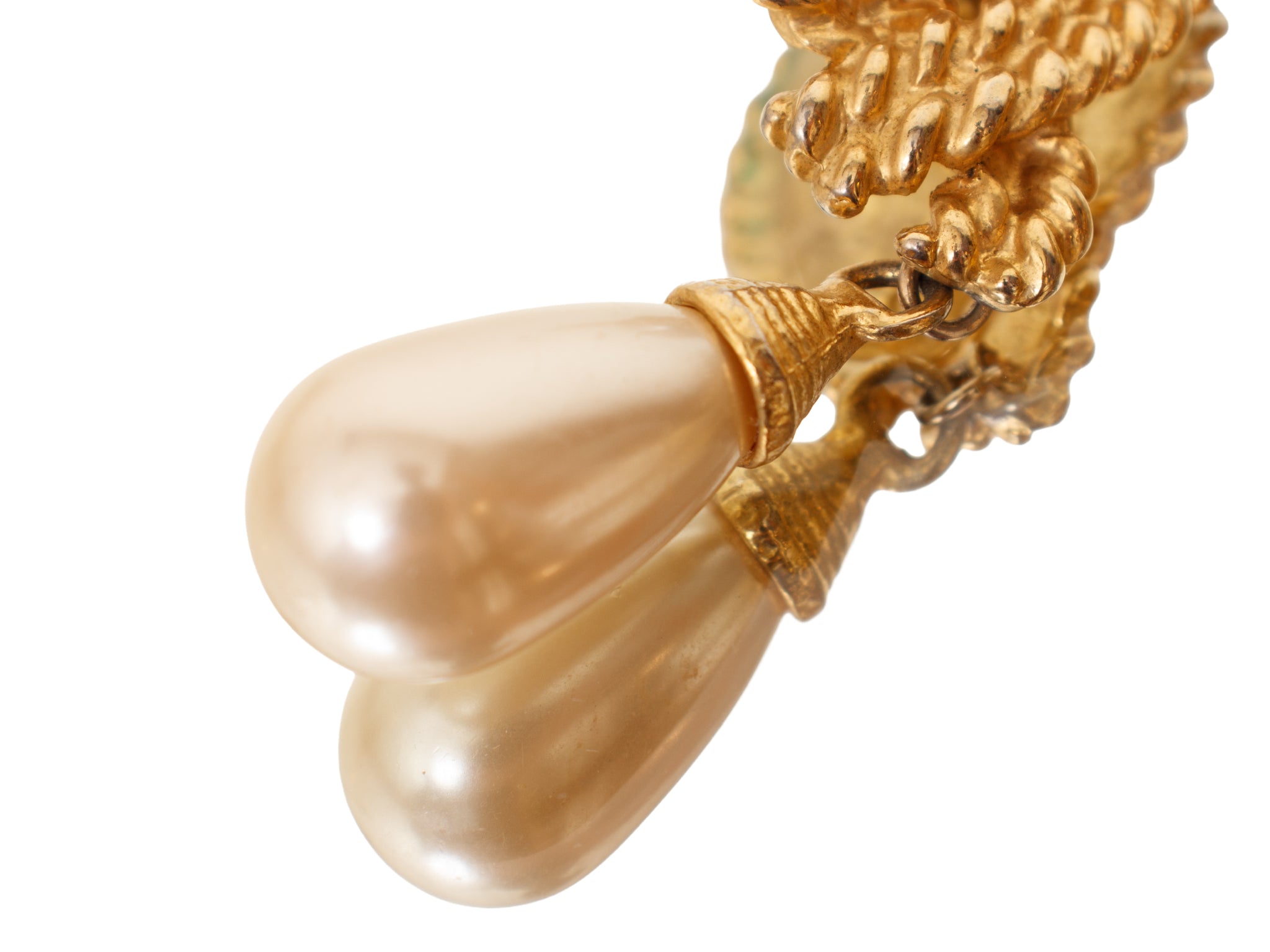 Faux Peal Teardrop Dangle Clip-On's