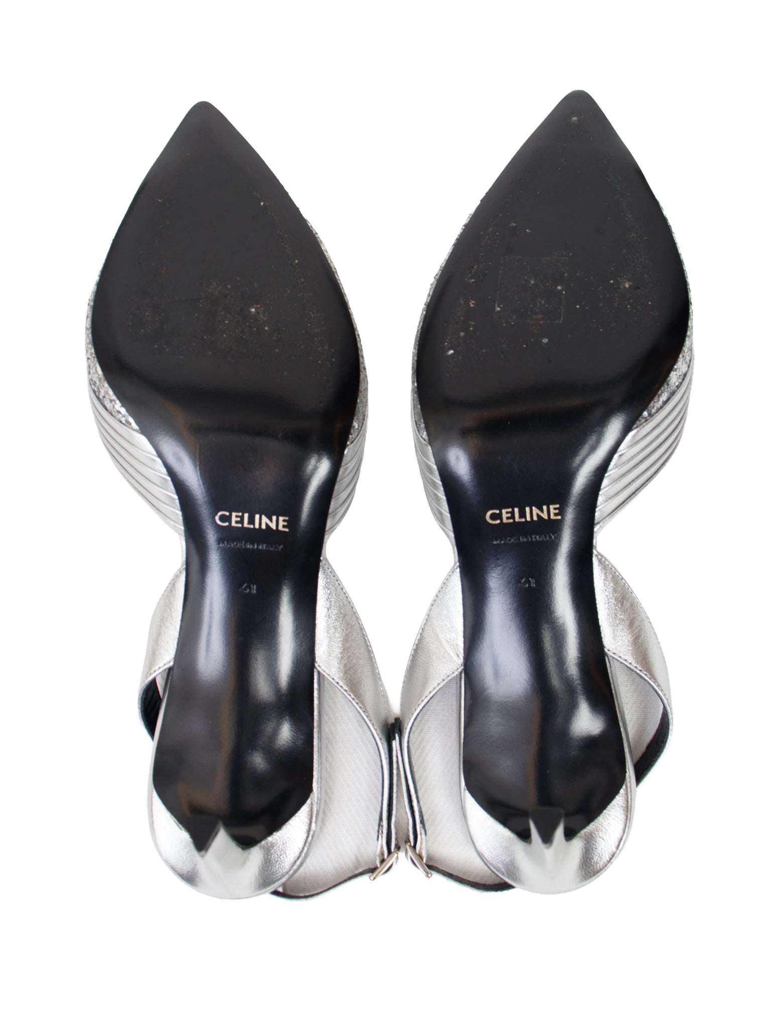 Celine Metallic Glitter Slingback Heels