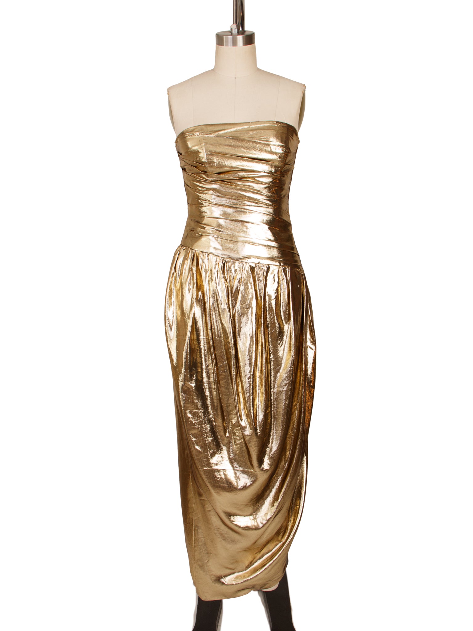 Lillie Rubin Gold Metallic Strapless Dress