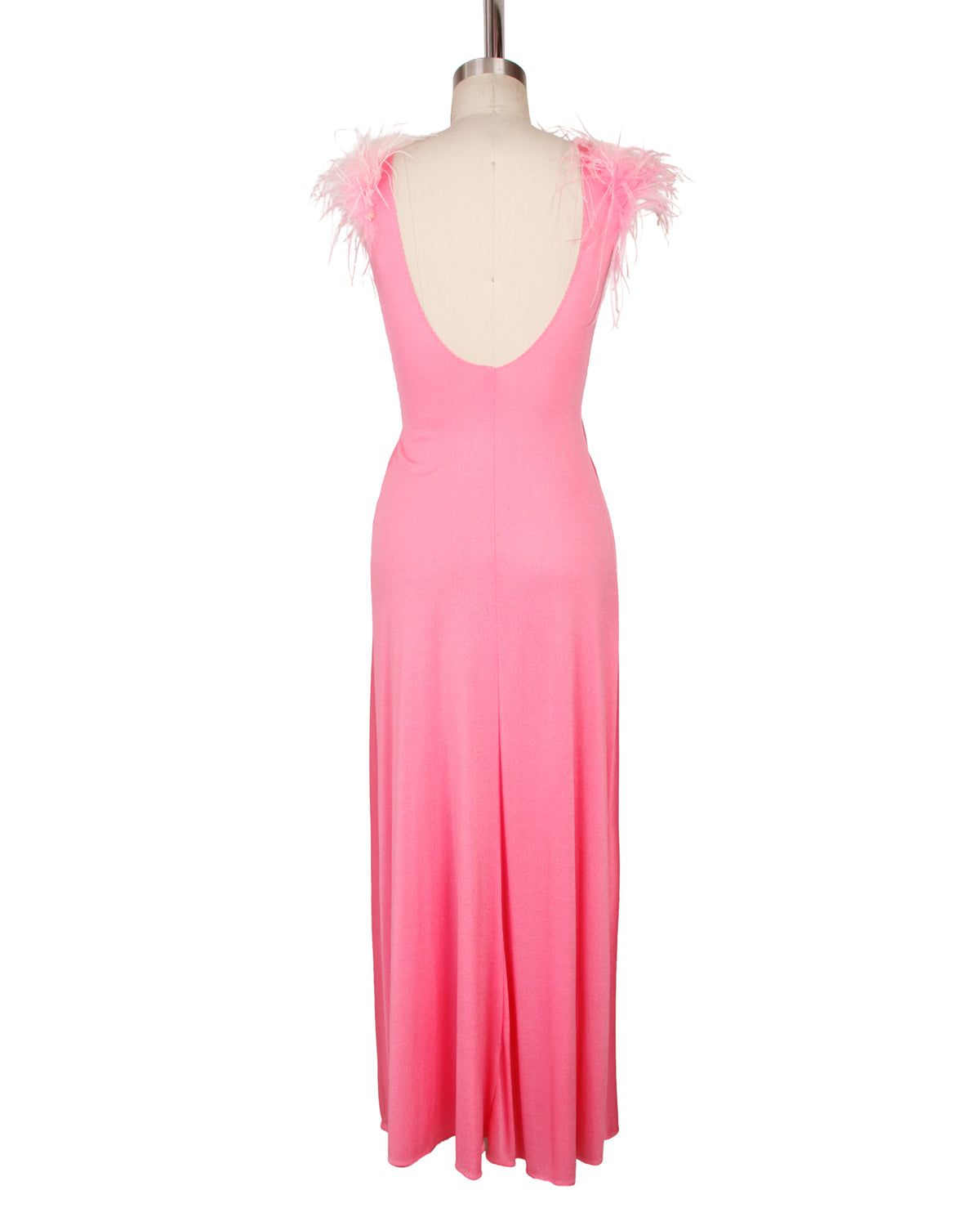 1970s Jersey & Marabou Trim Nightgown