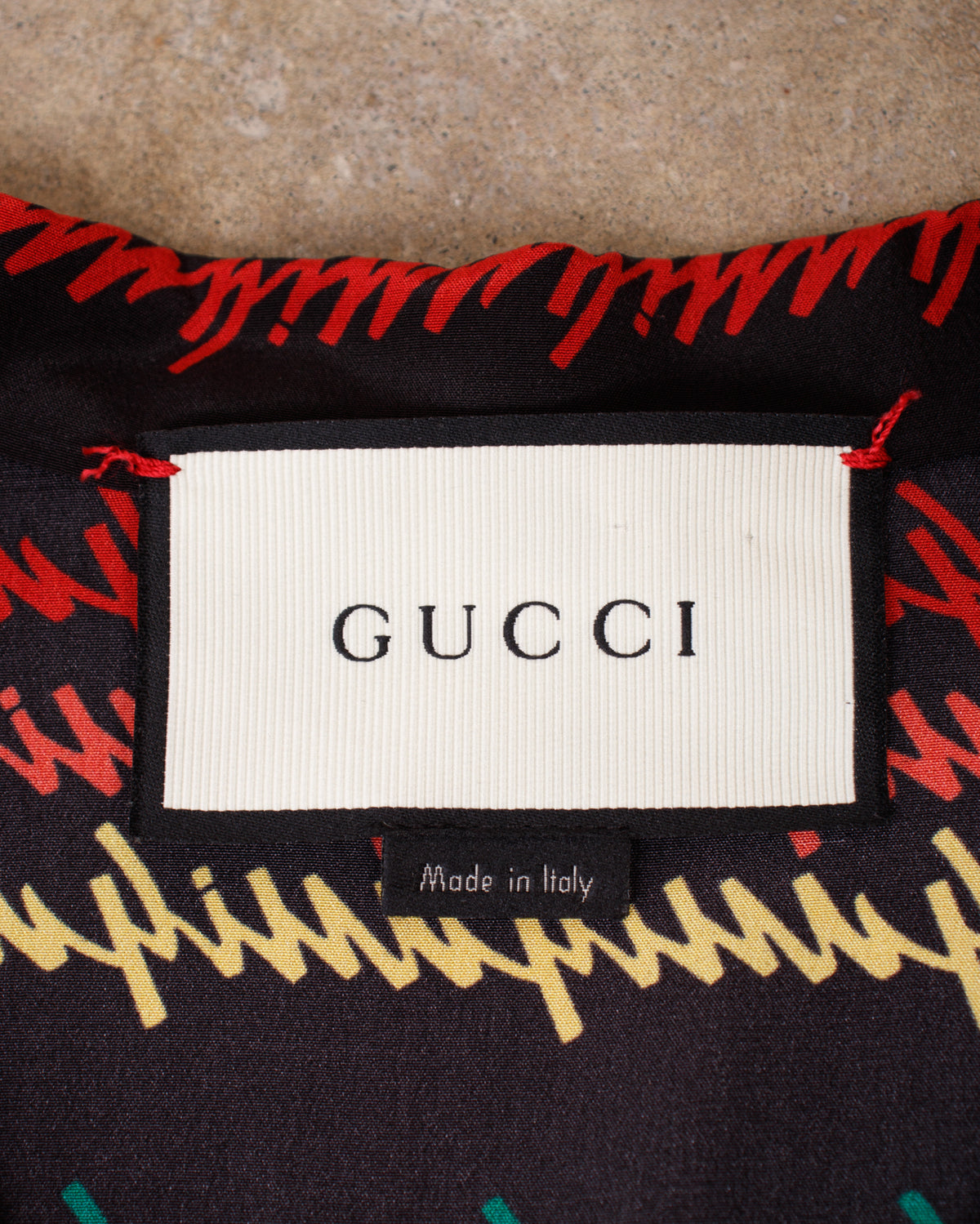 2016 Gucci Rainbow Script Silk Shirt