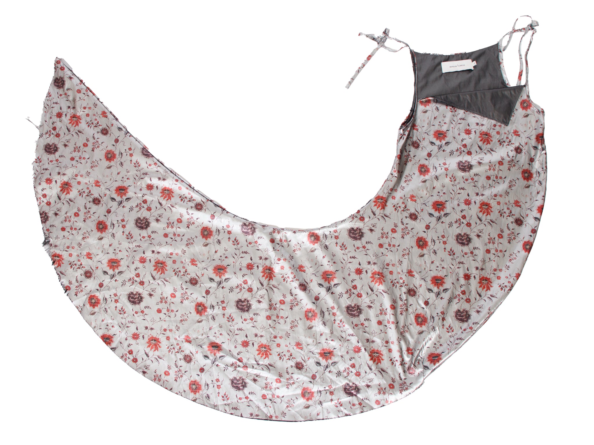 Marques Almeida Silver Lame Floral Print Dress