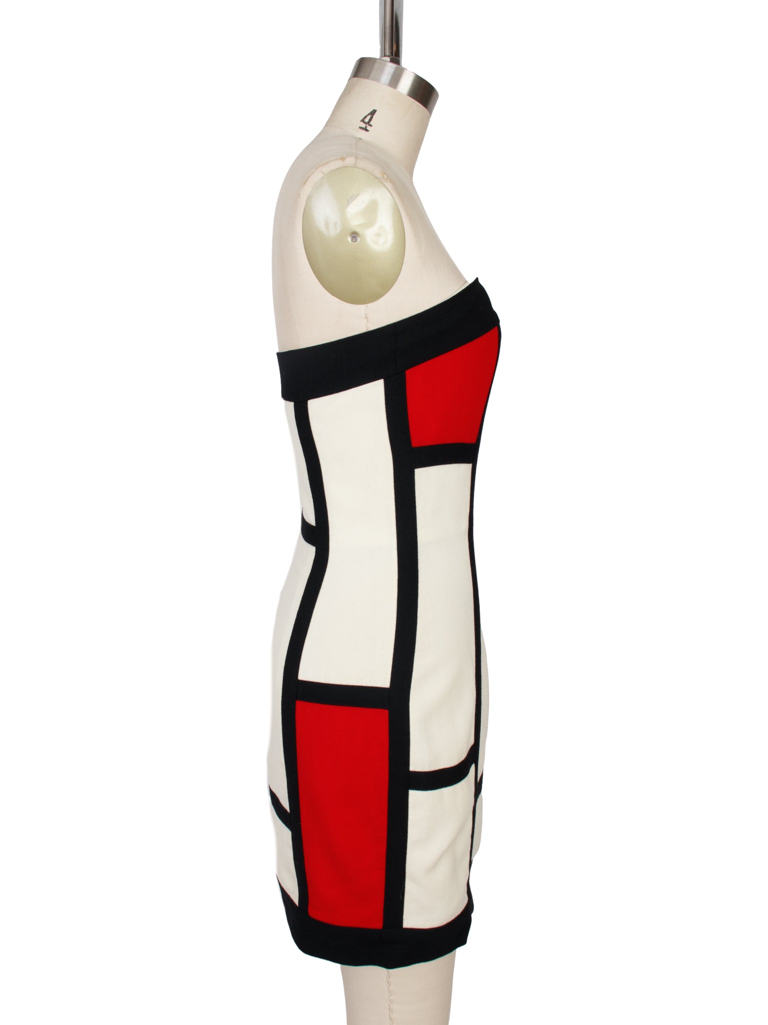 1980s Mondrian Strapless Mini Dress