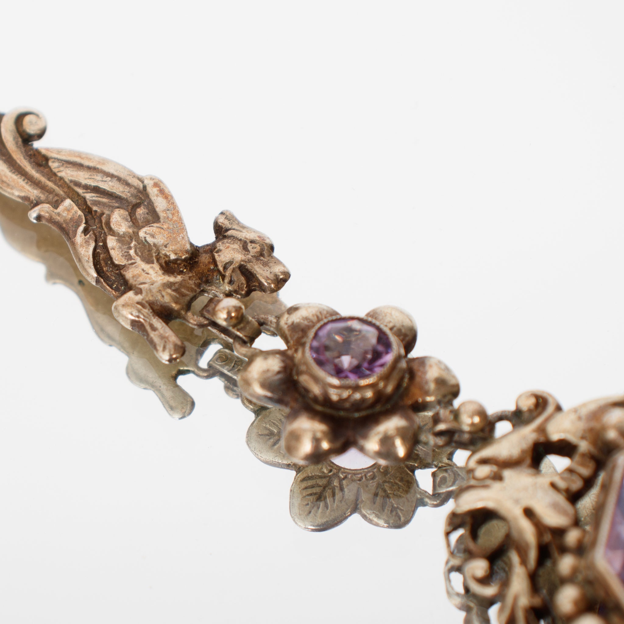 Guglielmo Cini Sterling Mystical Creatures & Bezel Amethyst Teardrop Necklace*