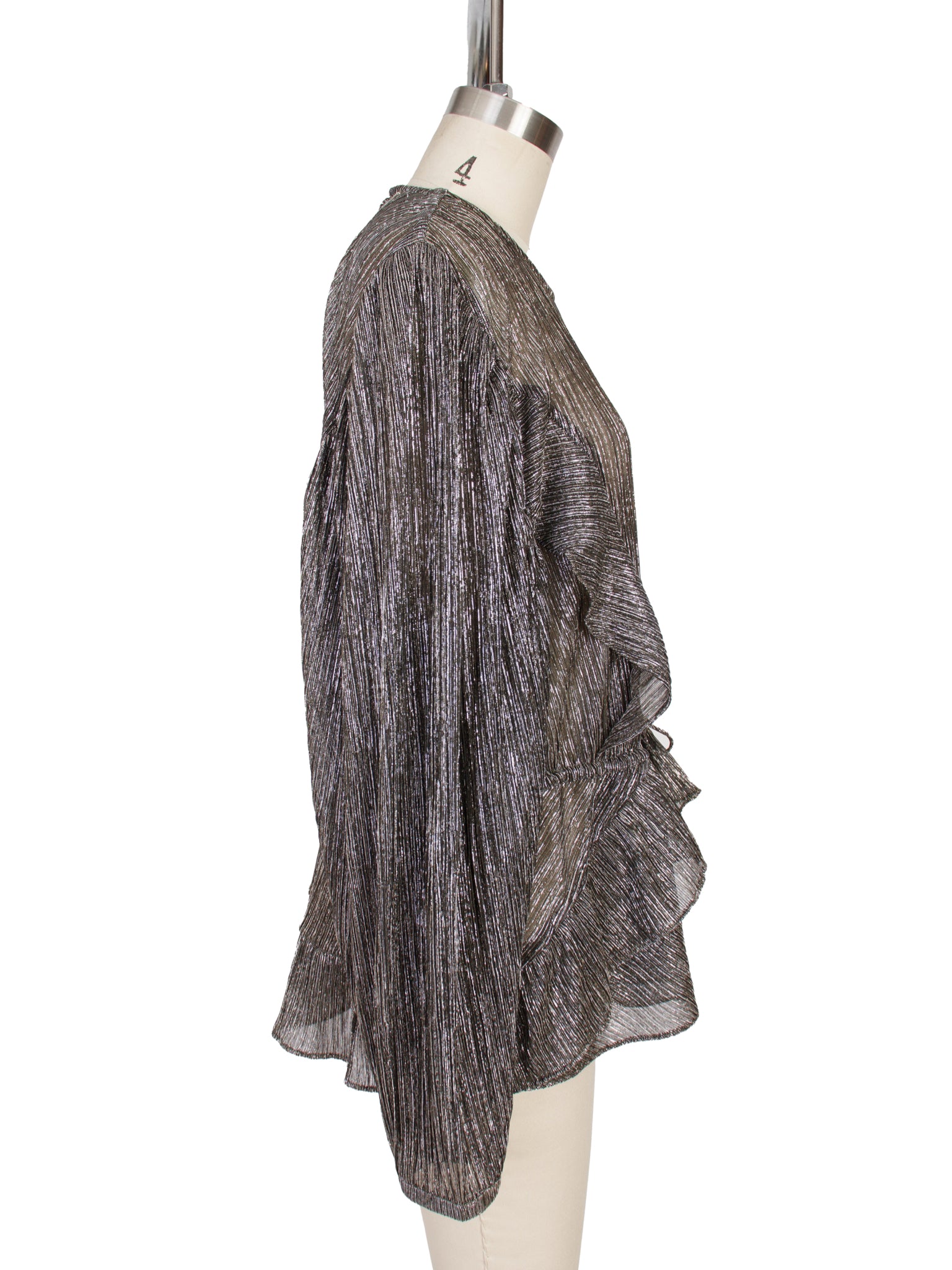 IRO Metallic Plisse  Peplum Top