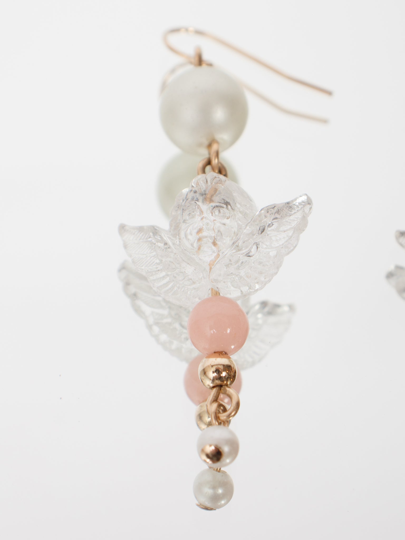 14K Gold Fill Rose Quartz Angel Earrings