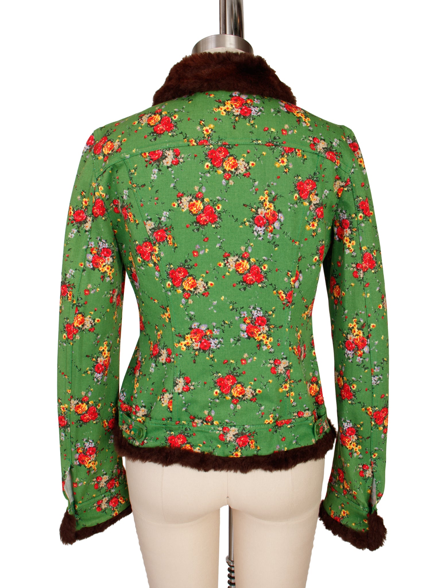 D&G by Dolce & Gabbana Faux Fur Trim Floral Jacket