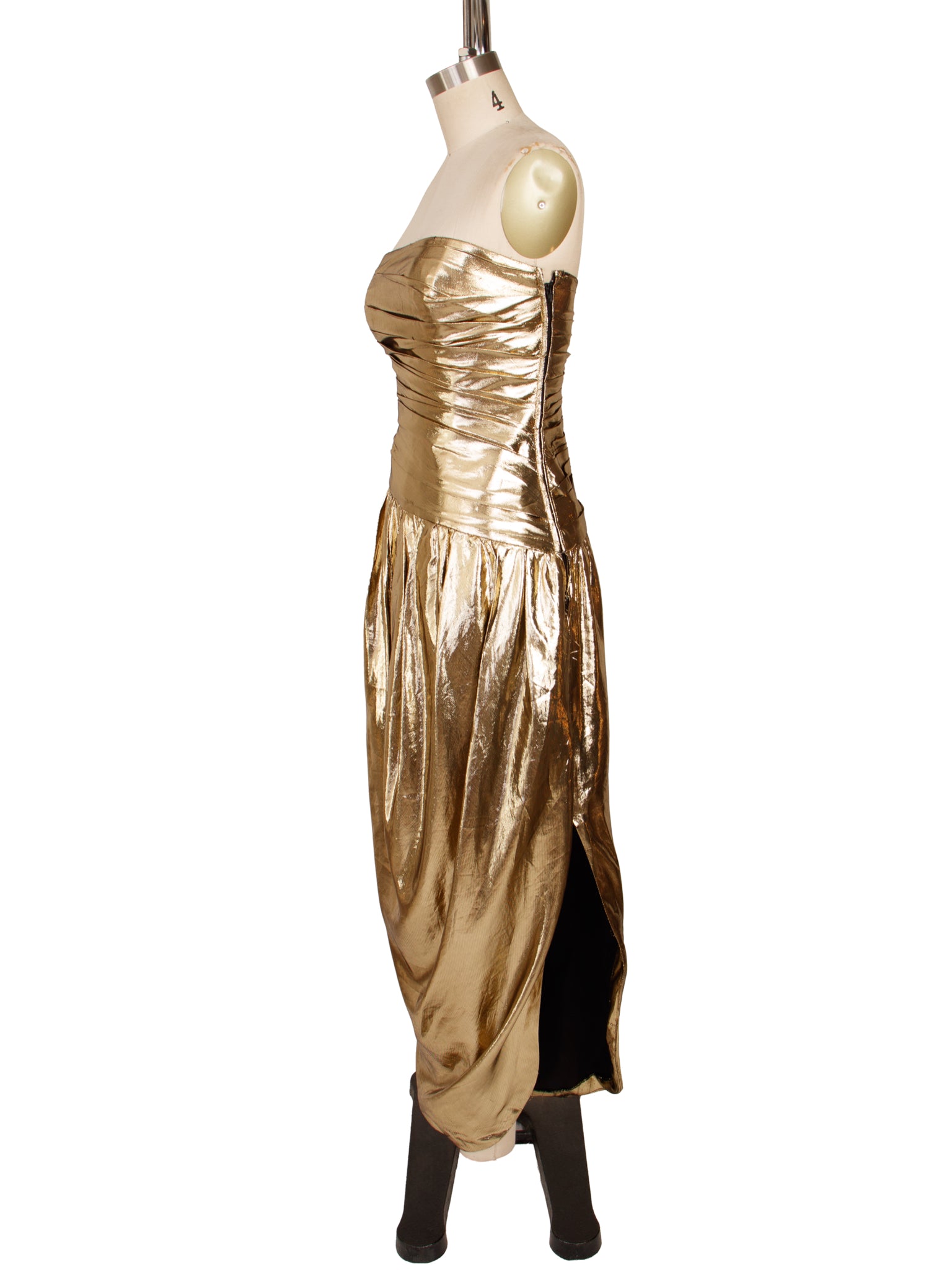 Lillie Rubin Gold Metallic Strapless Dress