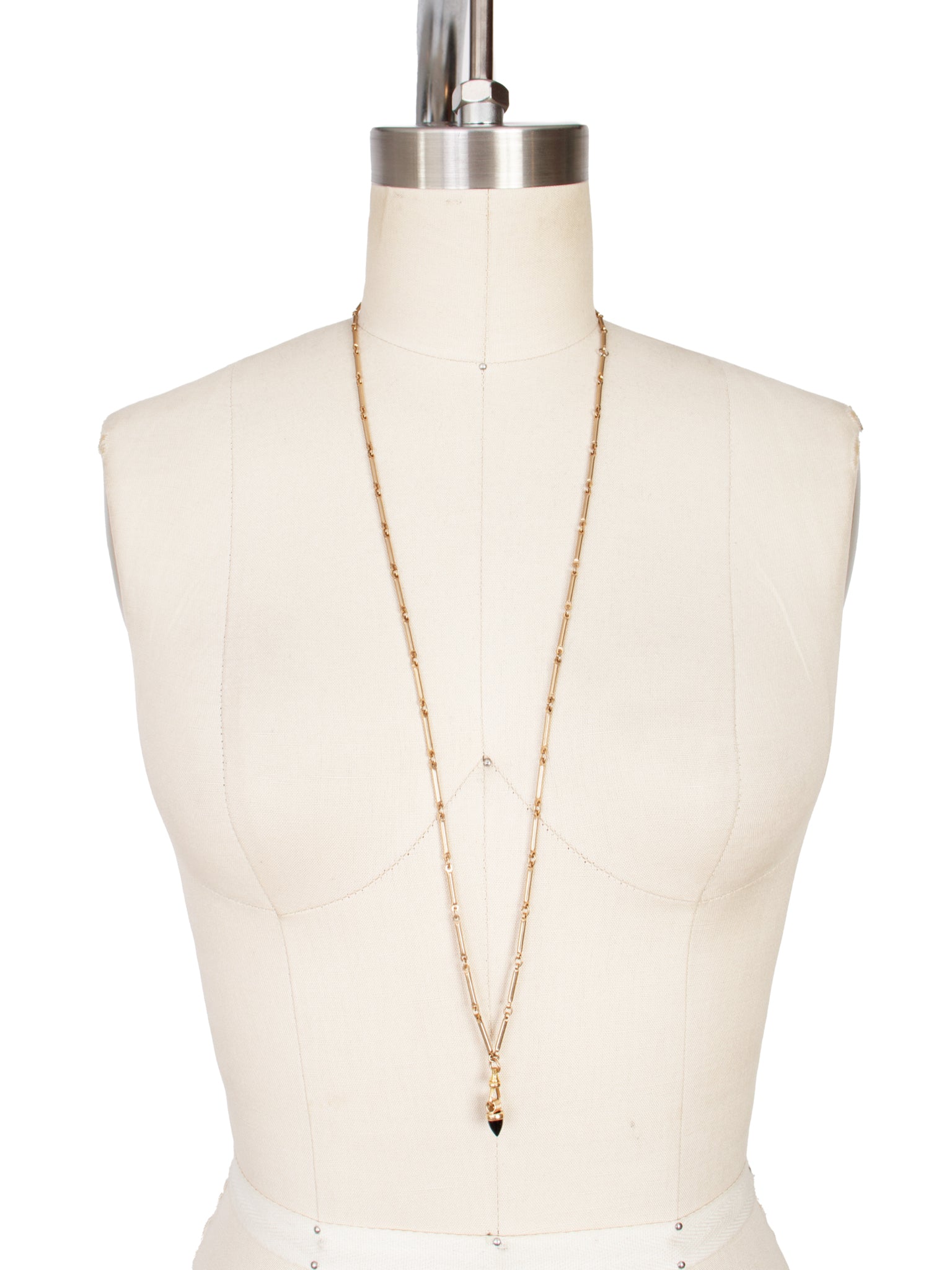 Art Deco Style Chain With 14k Onyx Pendant Necklace