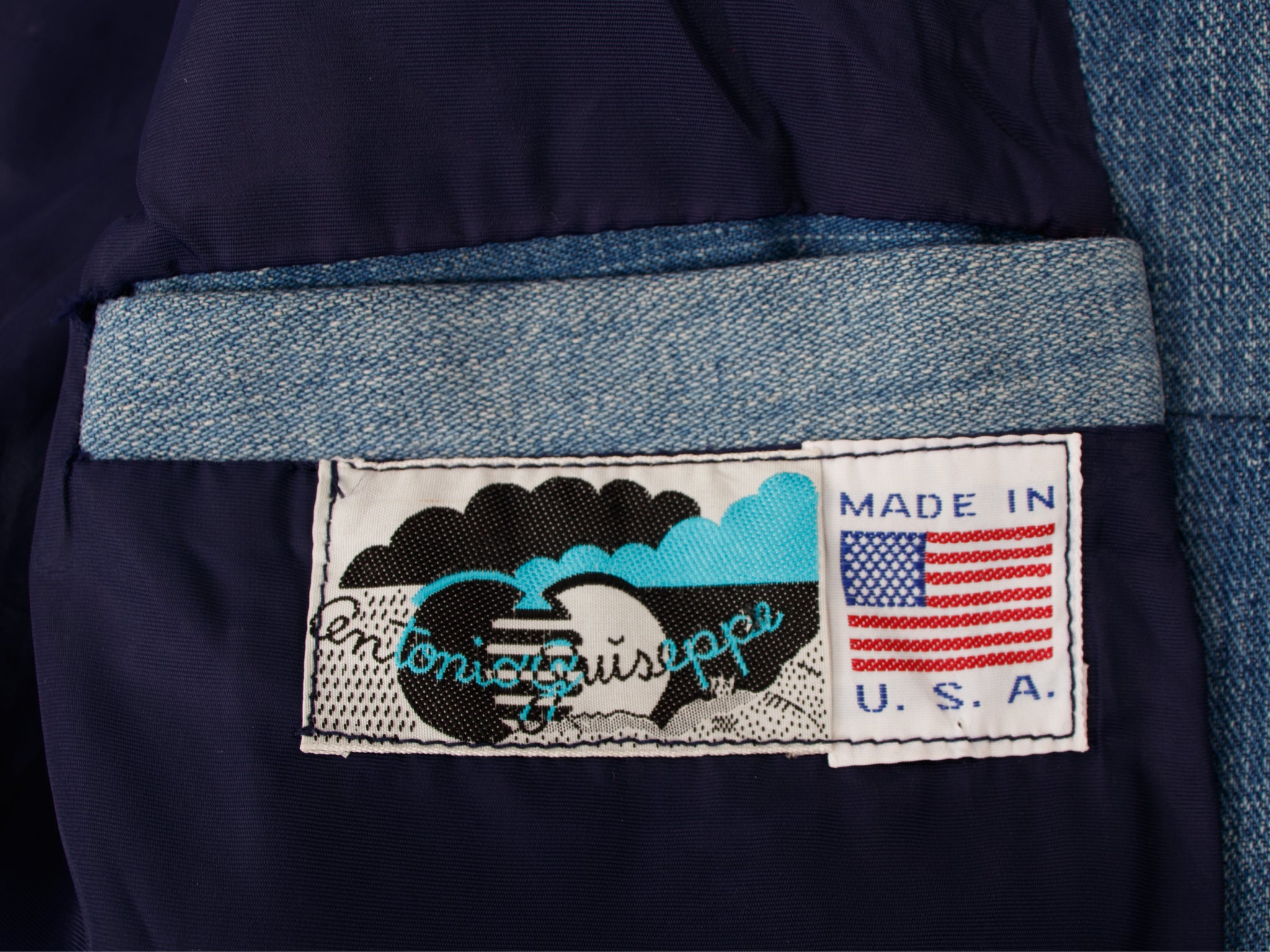 1970's Antonio Guissepe Denim Patchwork Trench Coat