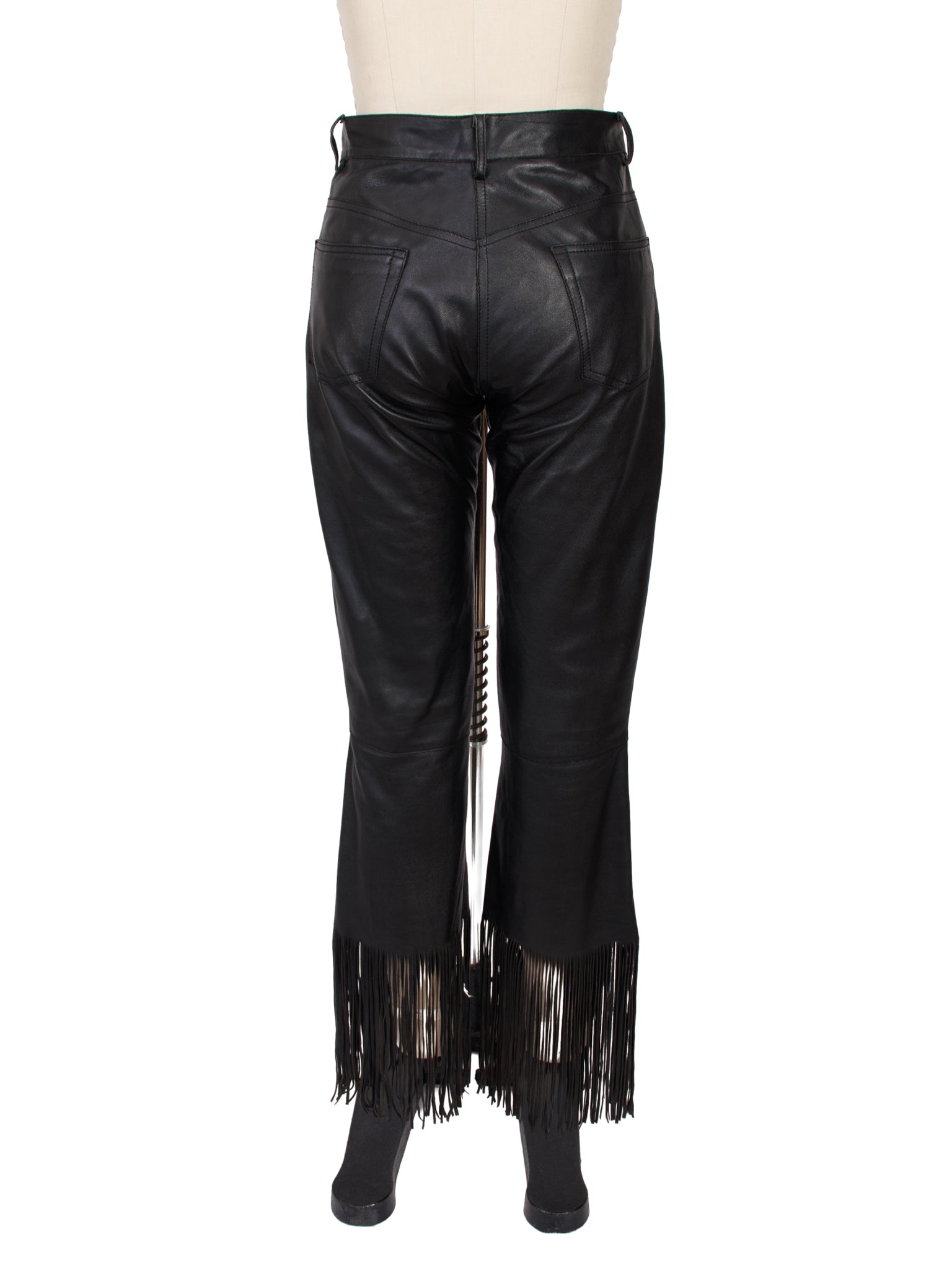 1990s Sinne Leather Fringe Trim Pants