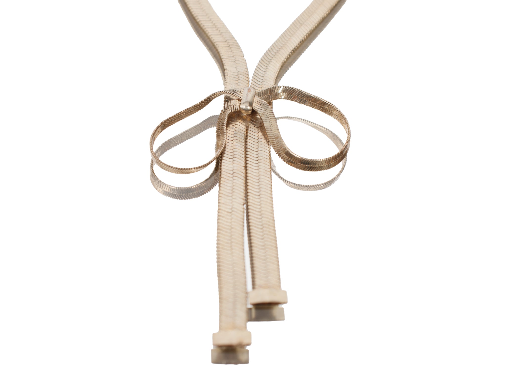 10k Gold Herringbone Chain Bow Necklace