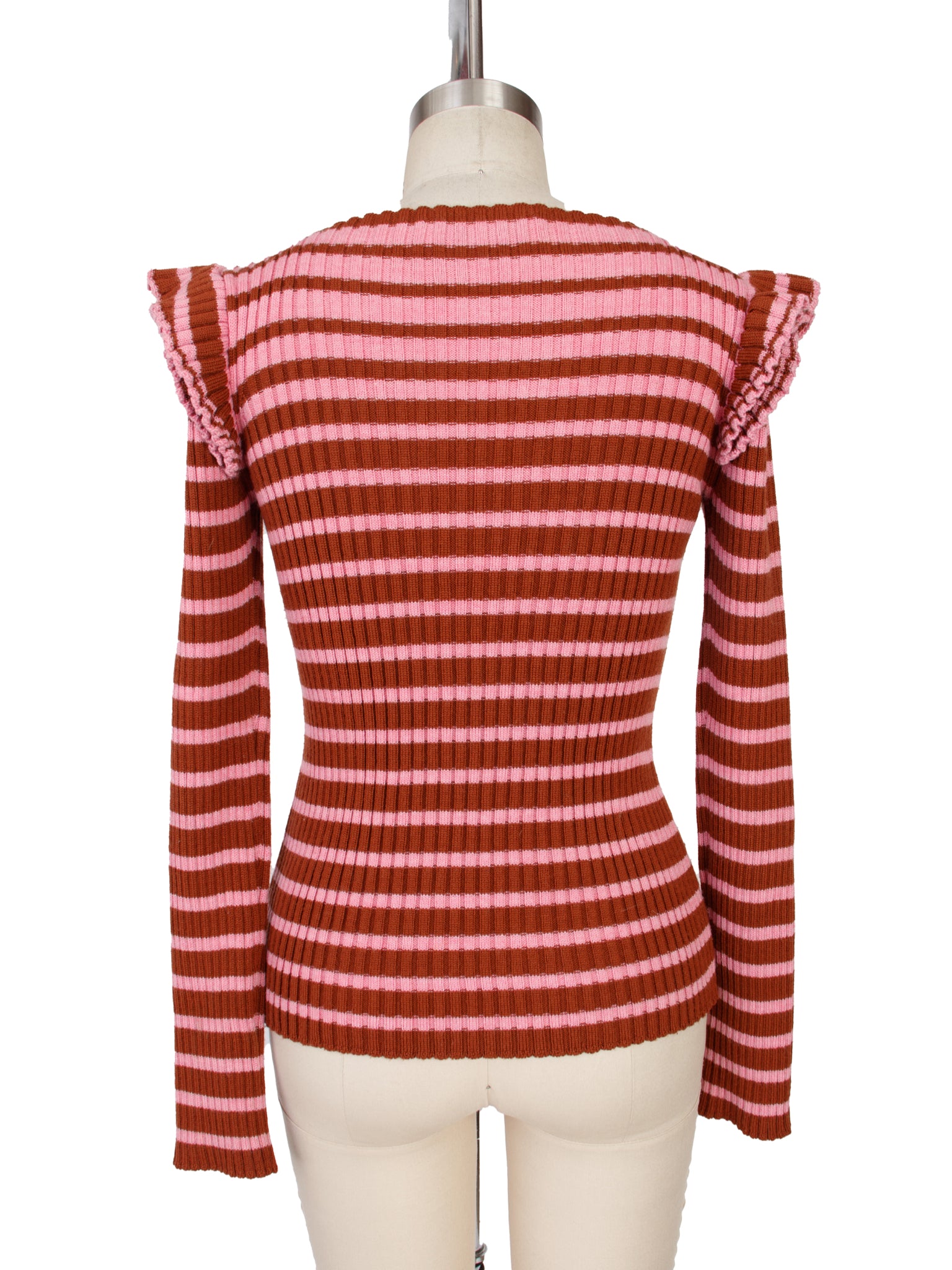 MSGM Wool Blend Striped Rib Knit Top