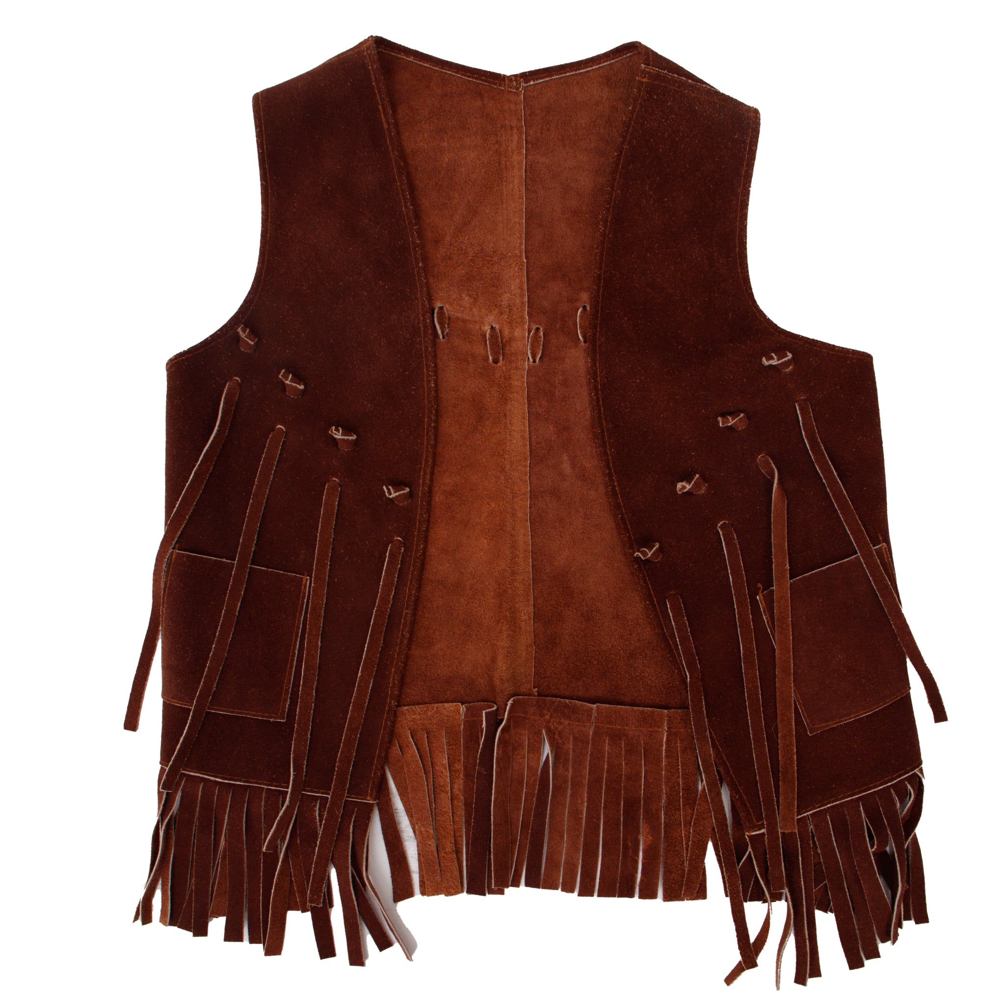 1970s Suede Fringe Trim Vest & Skirt Set