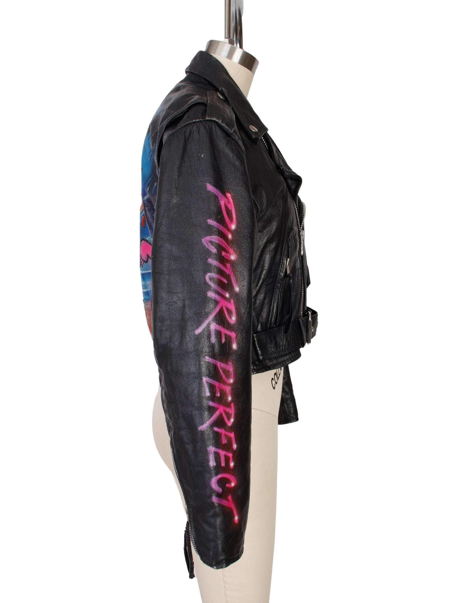 1990s Leather Airbrushed Flinstones Dino Jacket