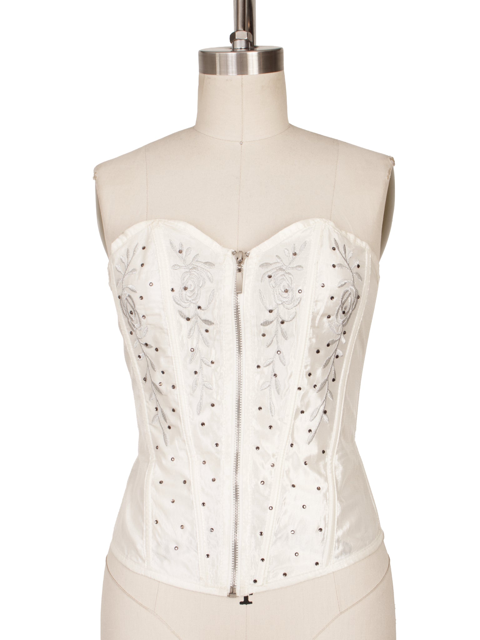 Carmin Los Angeles Embroidered Rhinestone Zip Corset