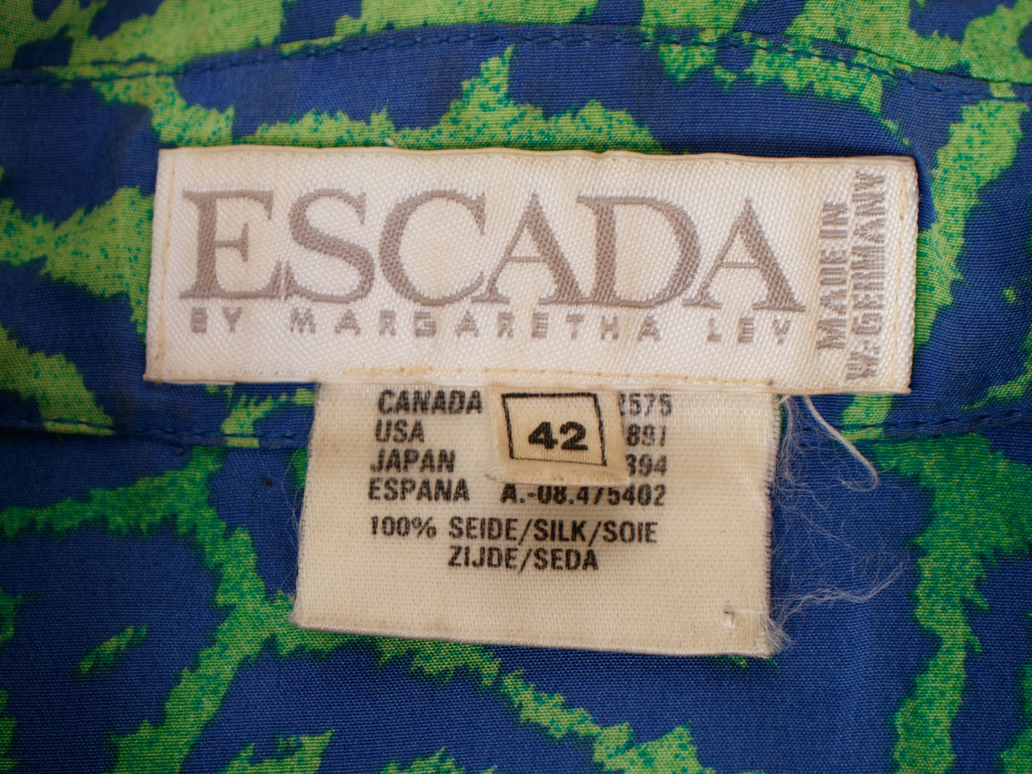 1990s Escada Silk Leopard Print Shirt