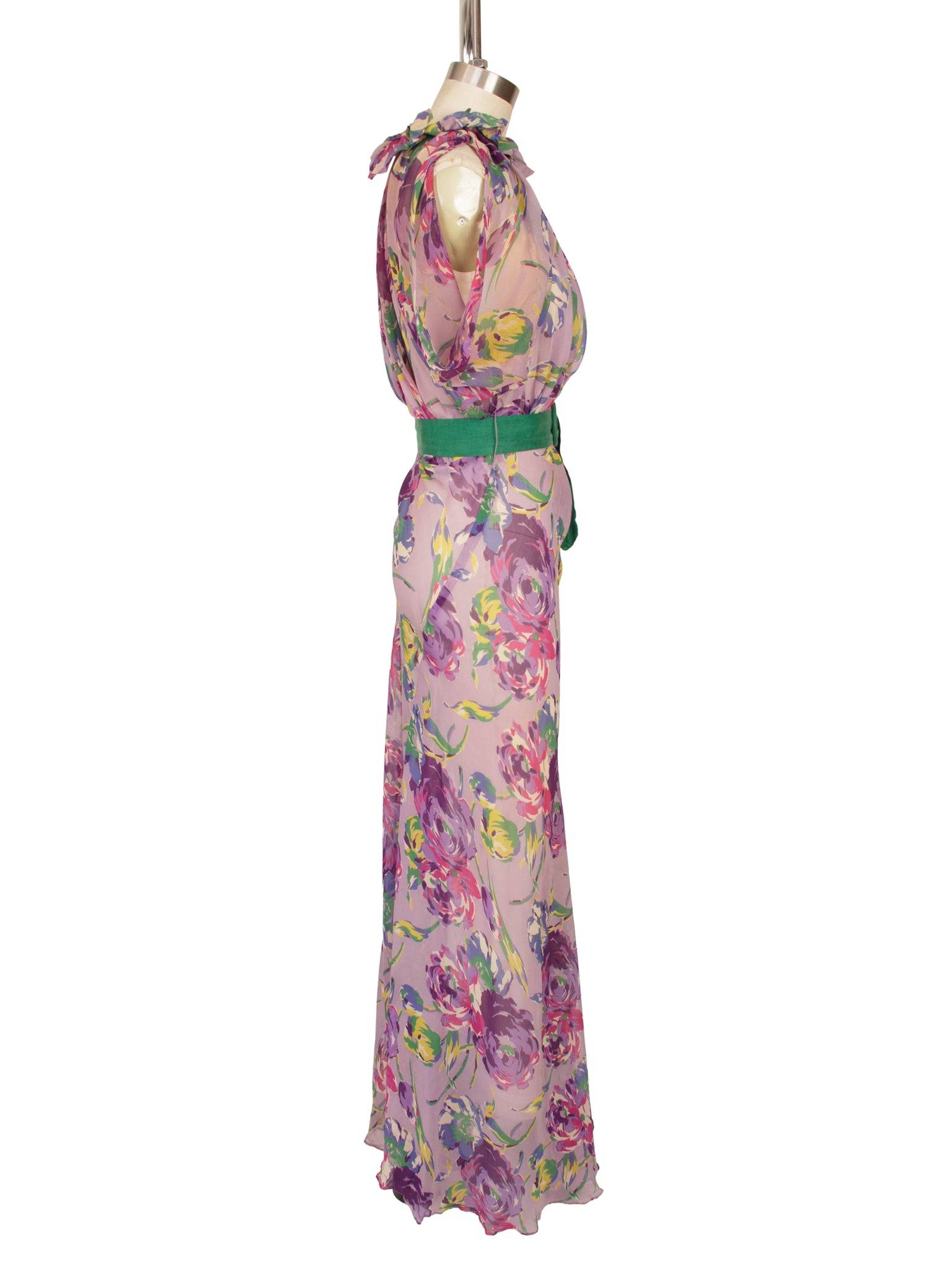 1930s Chiffon Floral Dress As-Is