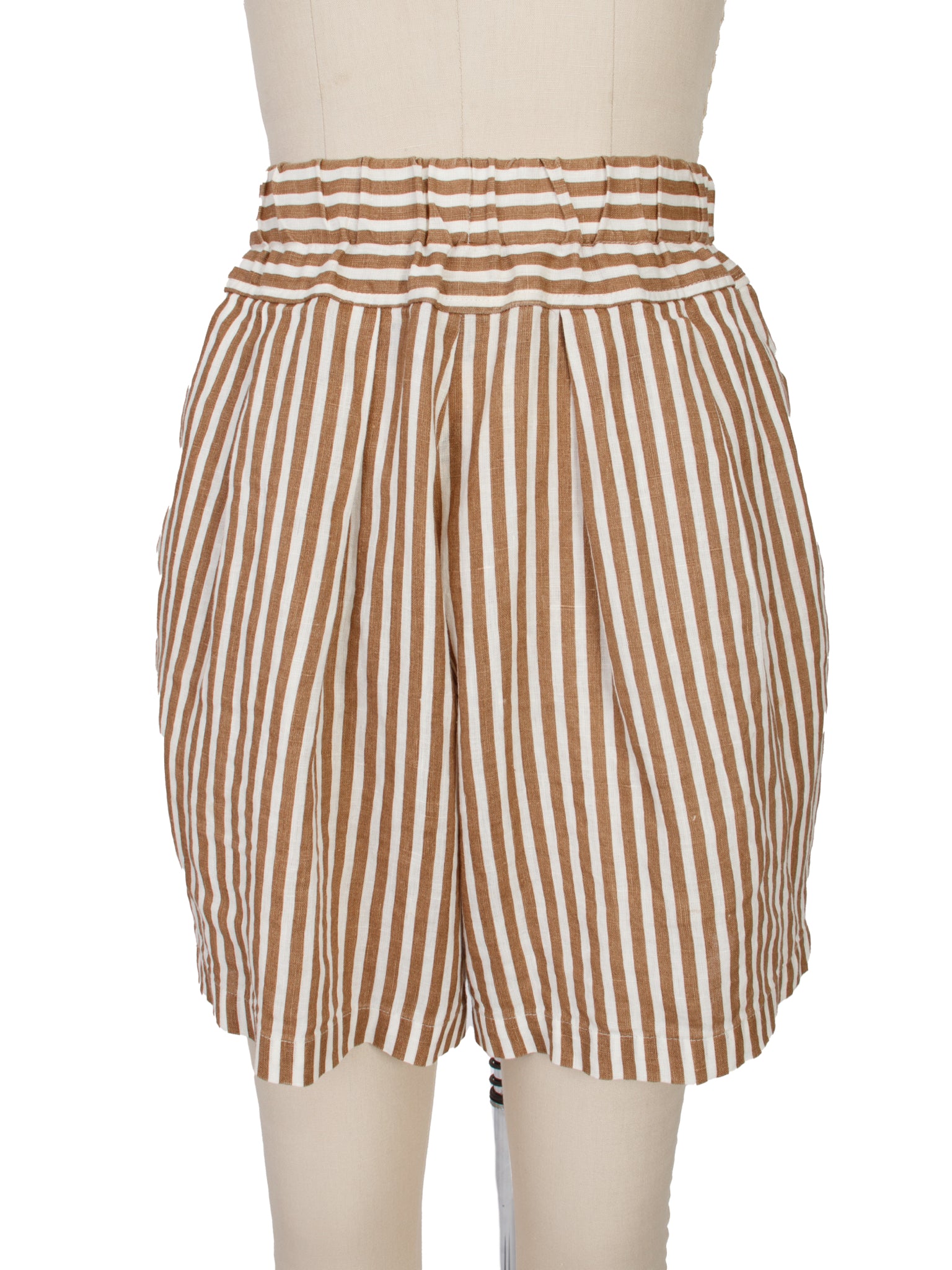Black Crane Linen Stripe Shorts Set
