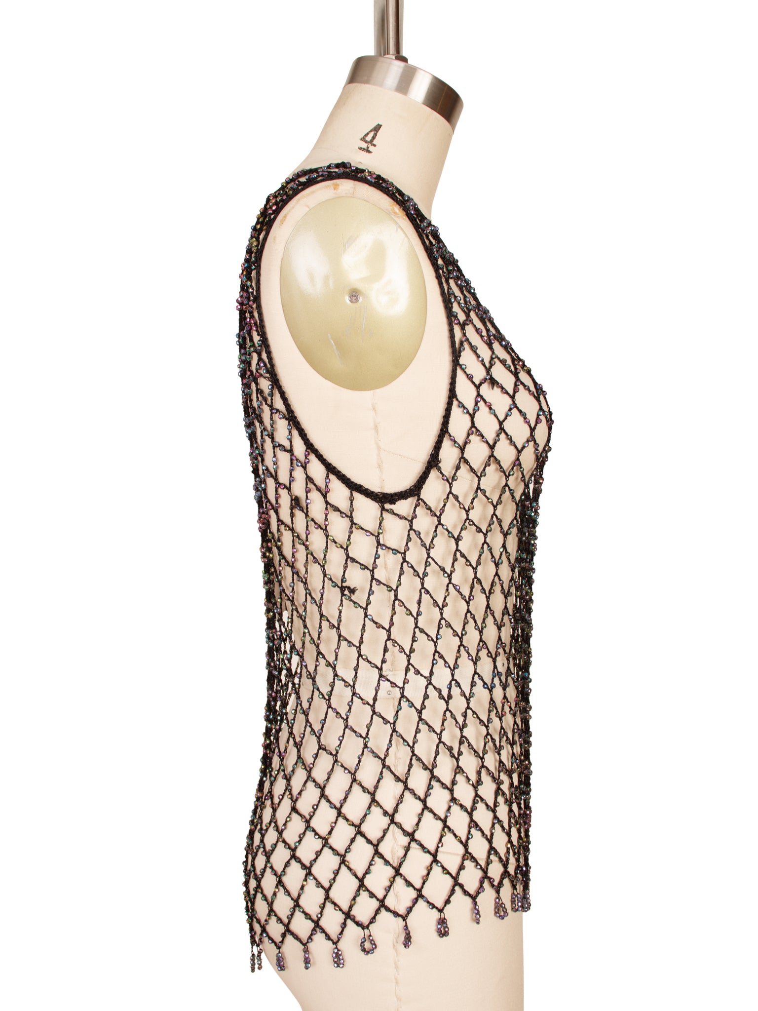 Elisabetta Rogiani Beaded Fishnet Top