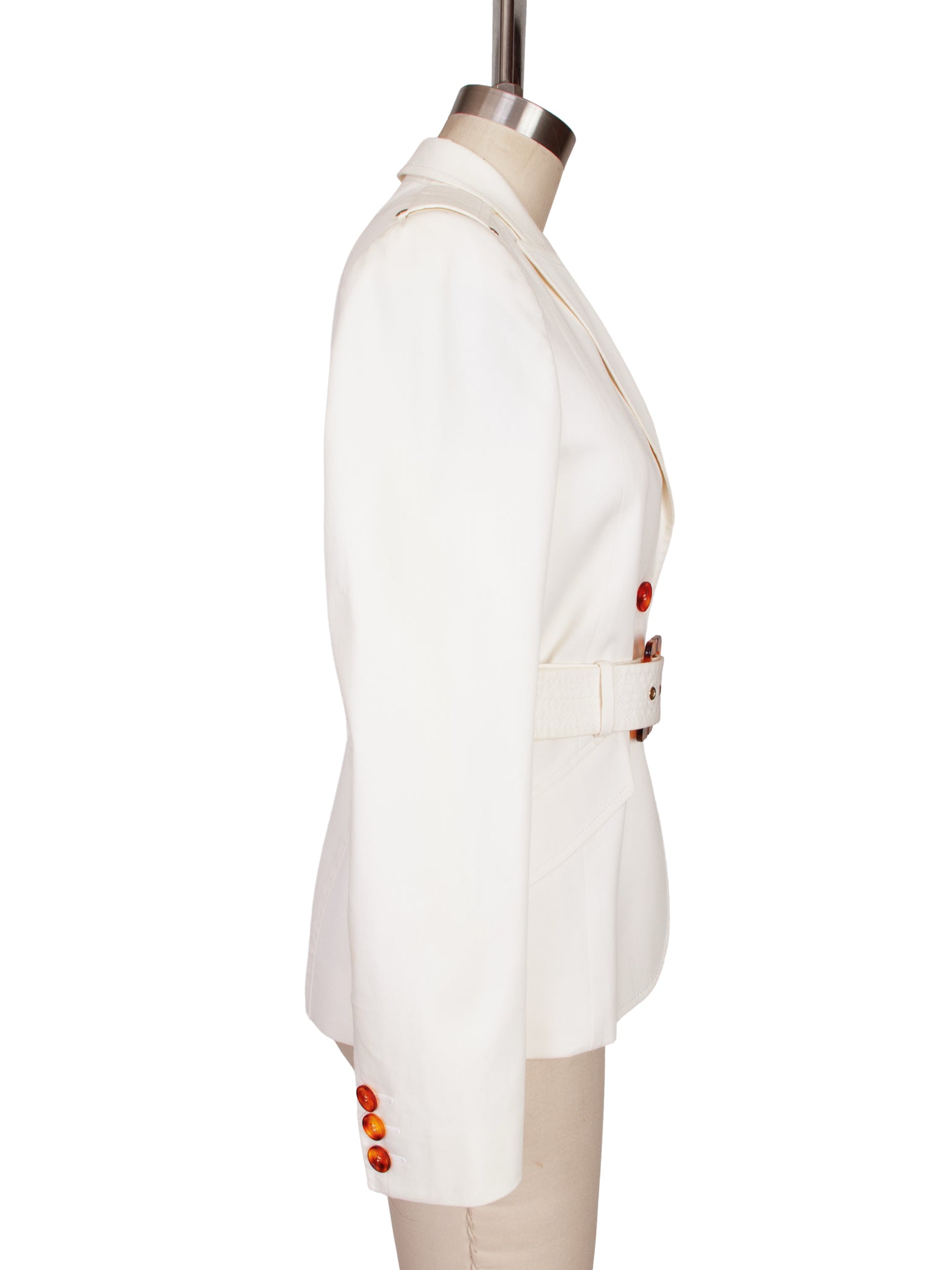 Gucci Twill Tortoiseshell Belted Blazer