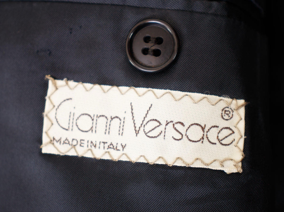 1980s Gianni Versace Wool Tuxedo Stripe Pant Suit