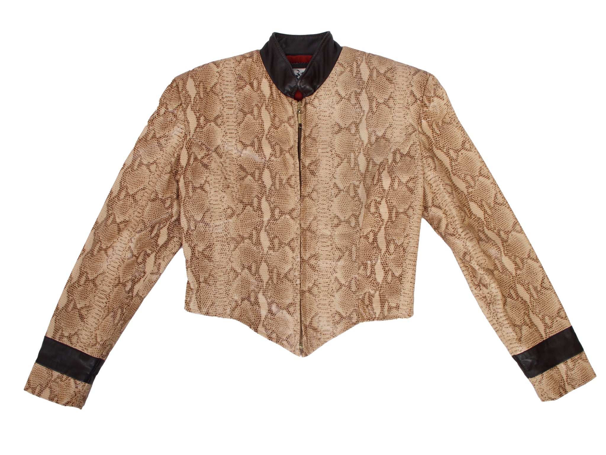 1990's Paris Line Leather Embossed Jacket & Skirt Set