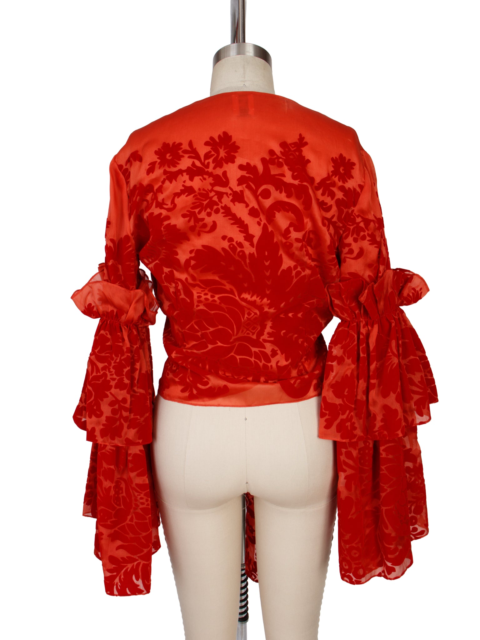 Rosie Assoulin Silk Velvet Floral Devore Blouse