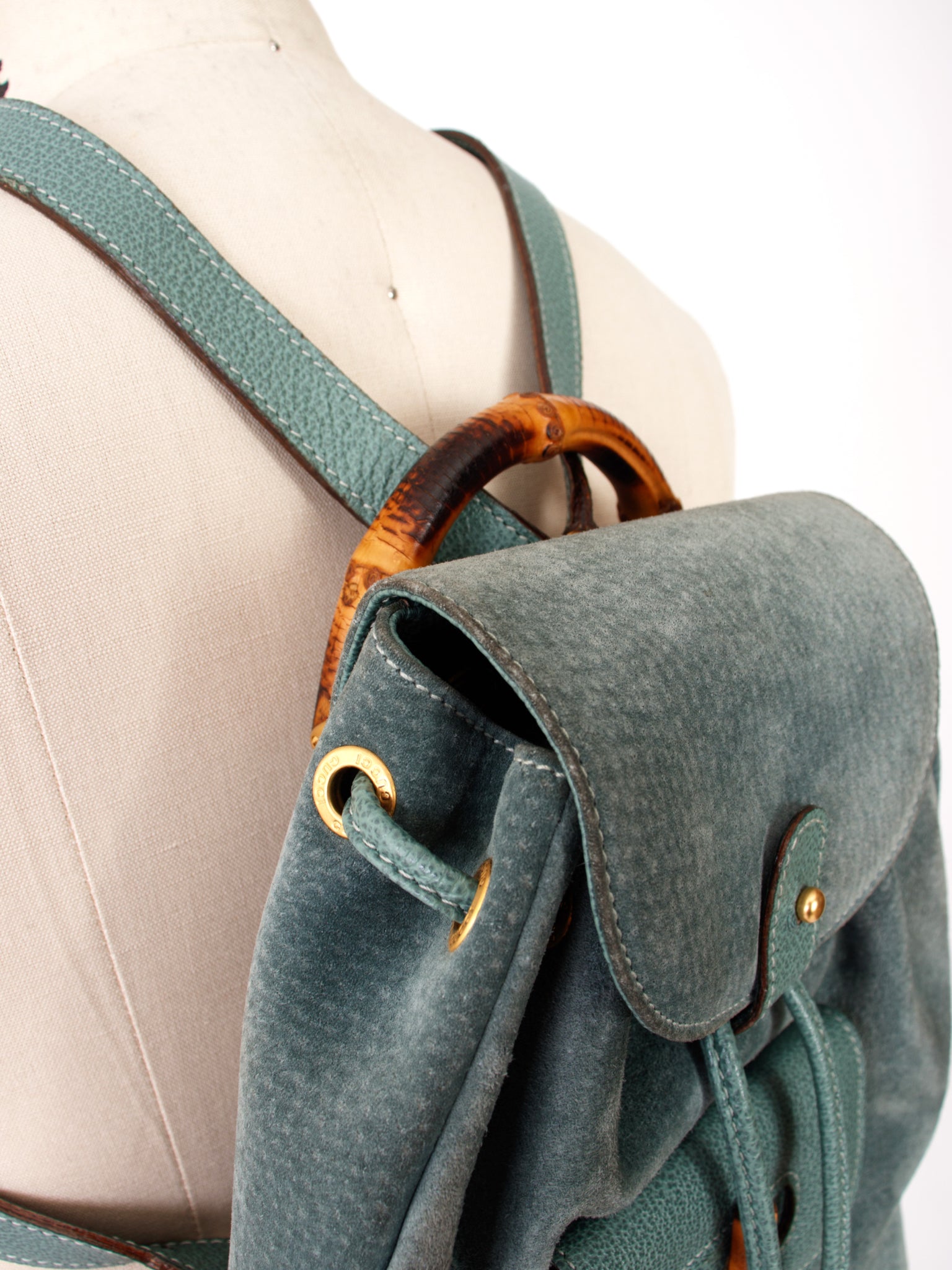 Gucci Suede Bamboo Turnlock Backpack
