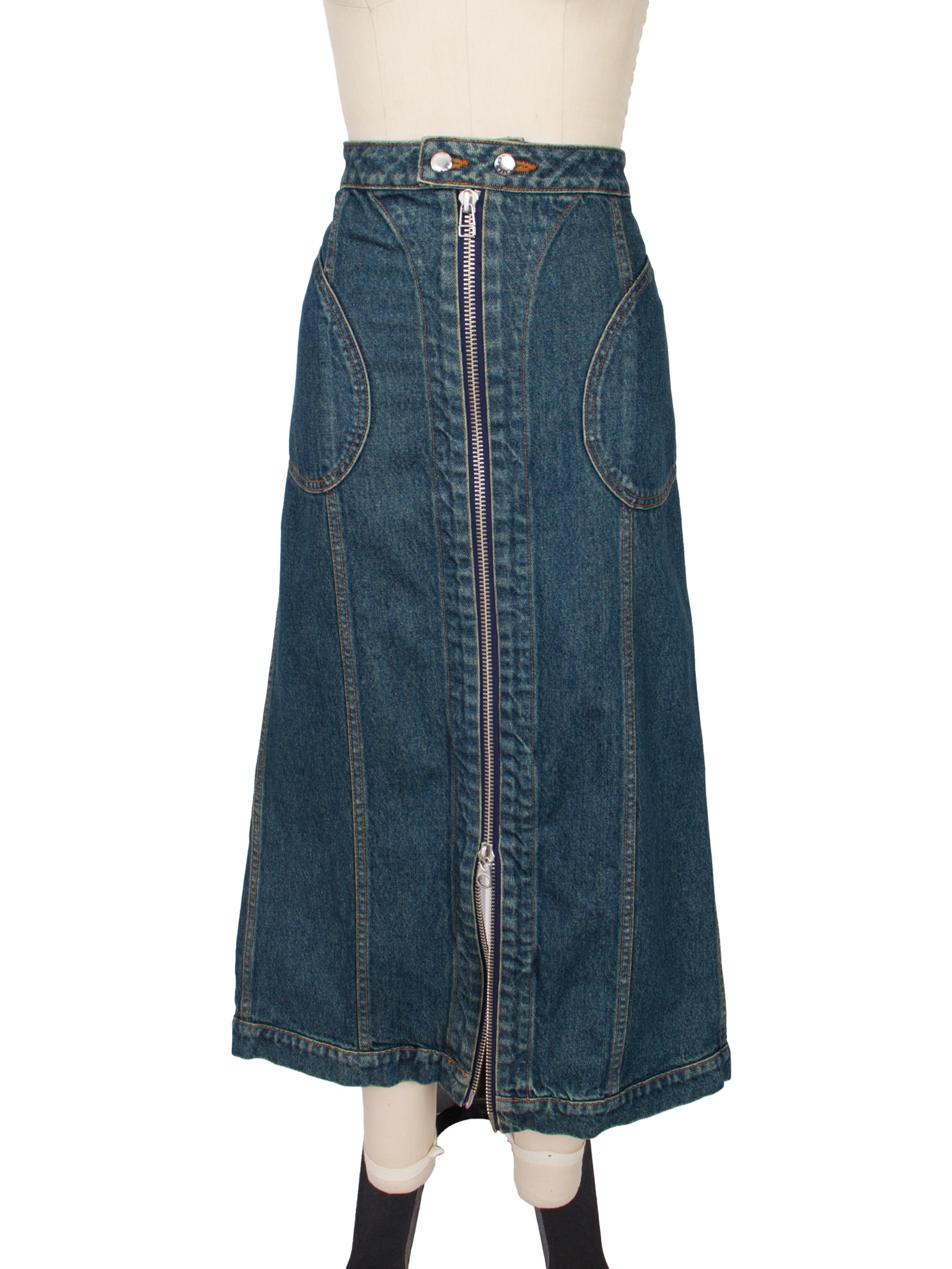 Eckhaus Latta Denim Zip Midi Skirt