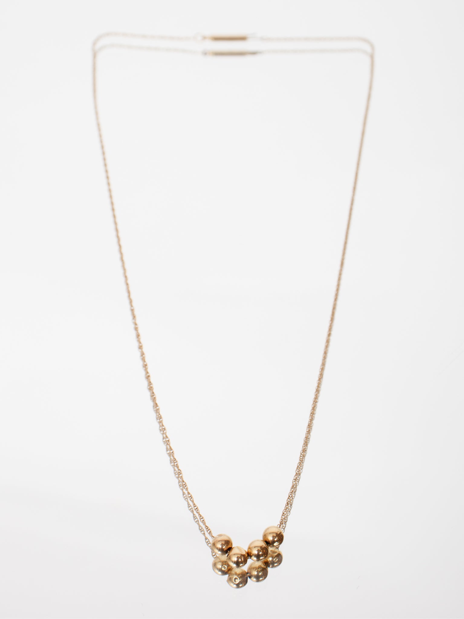 14k Gold Four Sphere Rope Chain Necklace