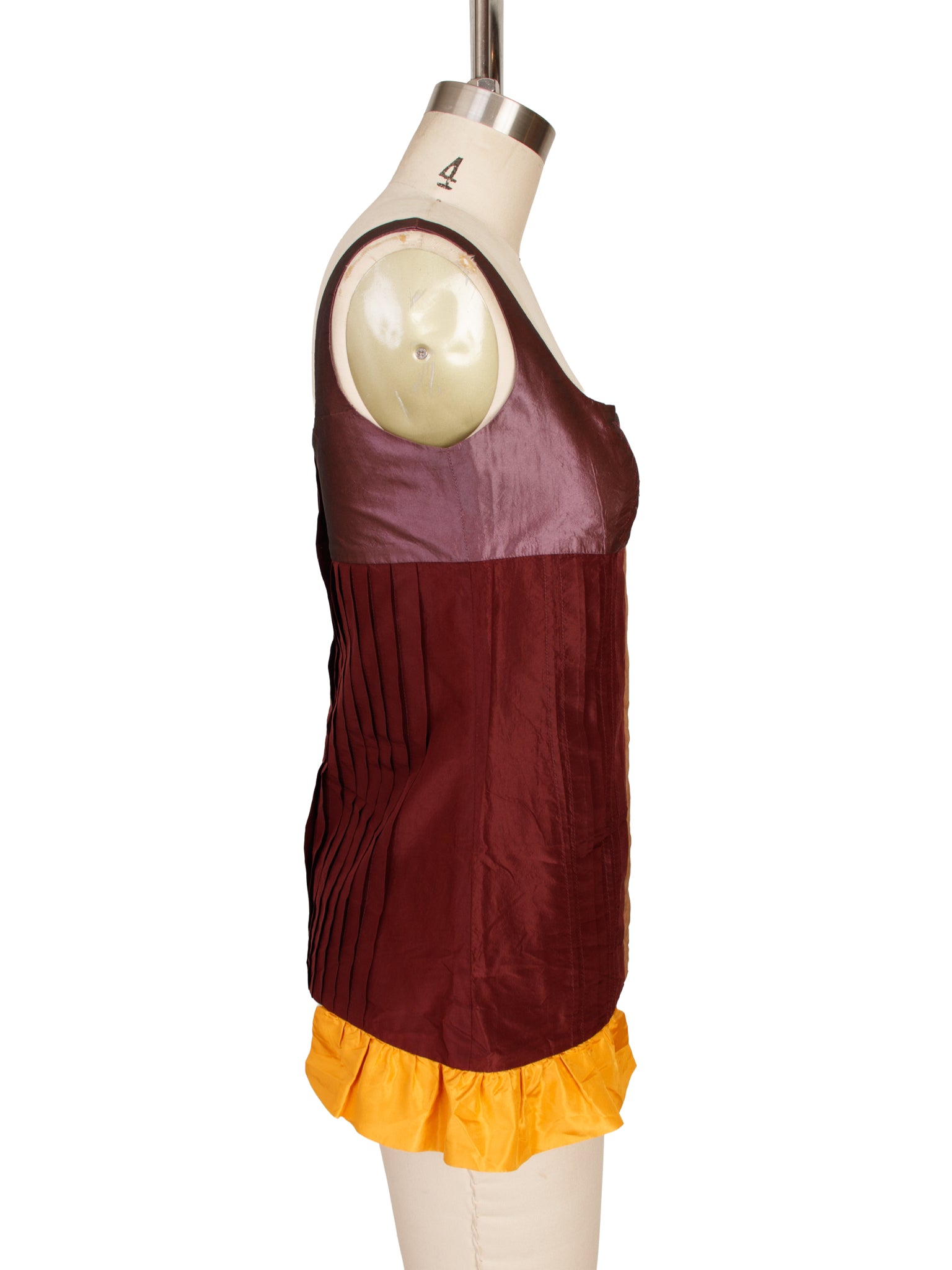 SS 2008 Miu Miu Silk Taffeta Pleated Top