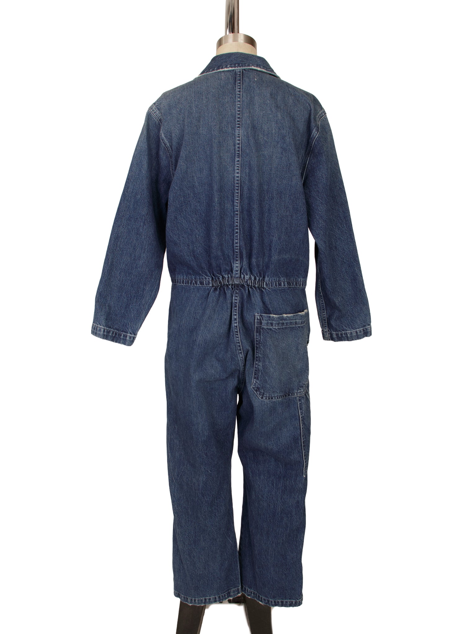 Amo Distressed Denim Zip Jumpsuit