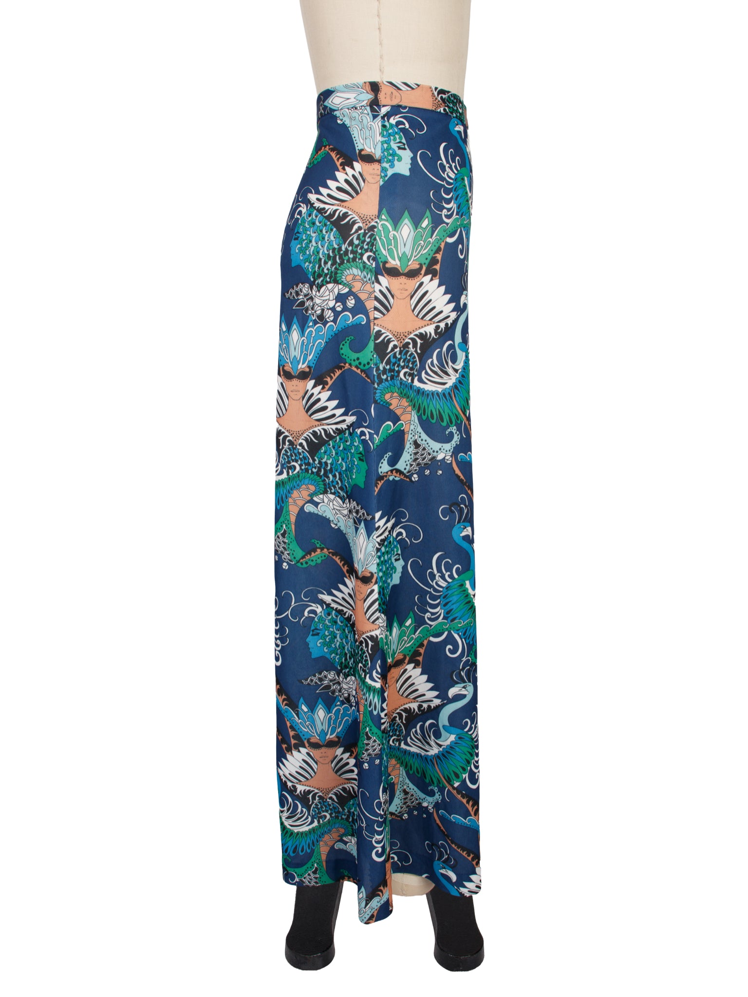 1970s Novelty Print Wide Leg Pant Set