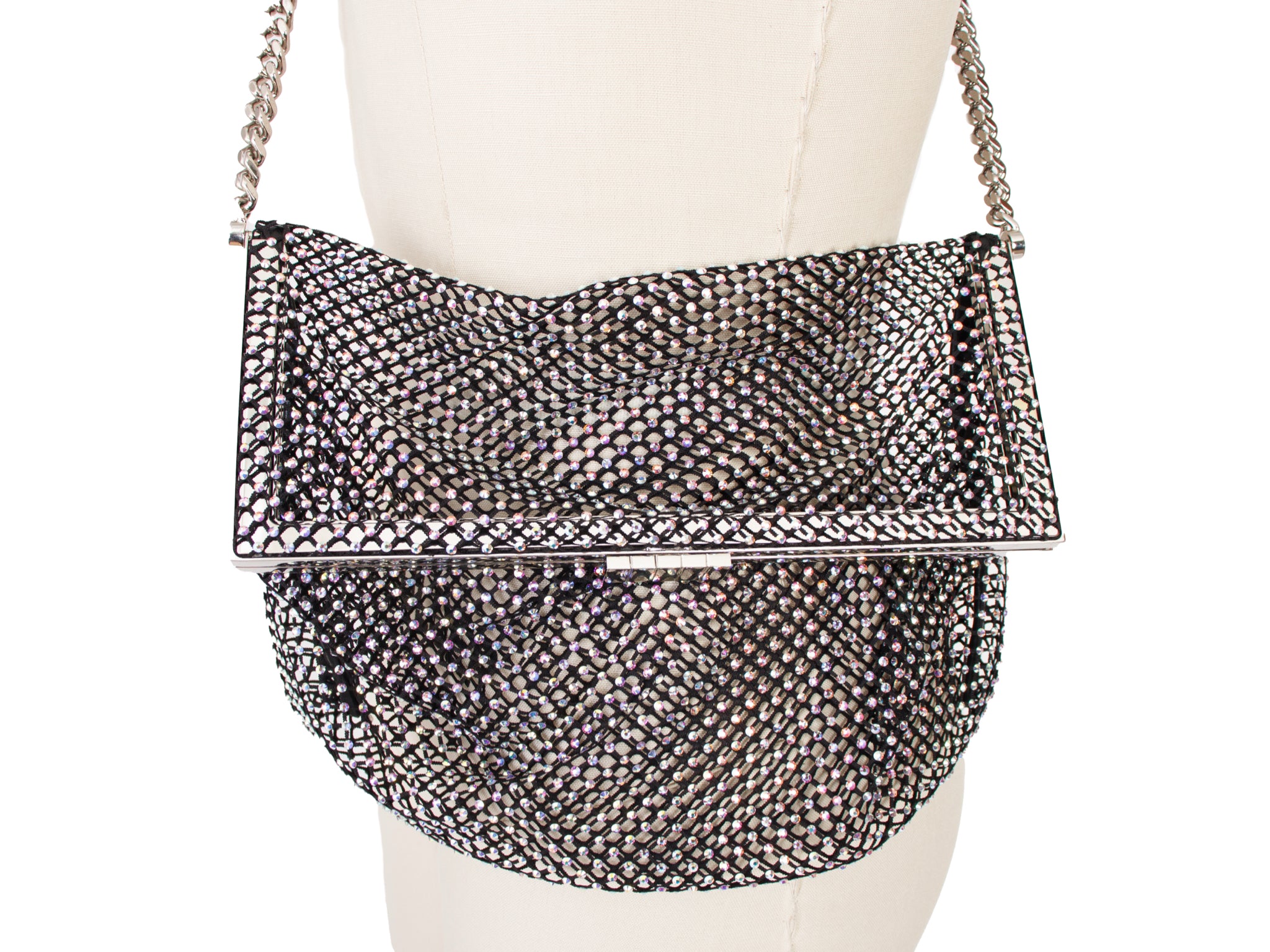 Saint Laurent Fanny Crystal Mesh Kiss-Lock Shoulder Bag